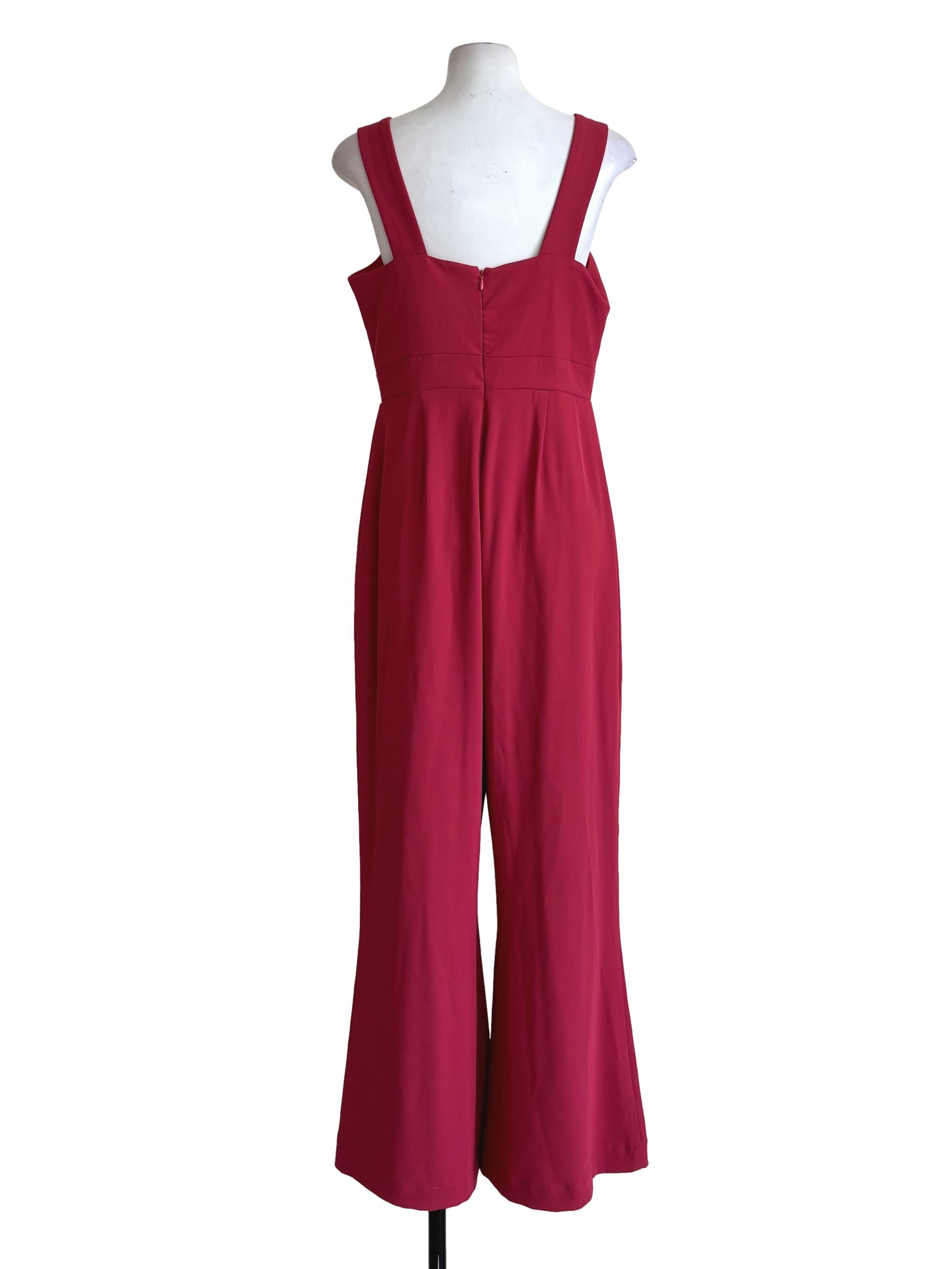 Raspberry Red Sleeveless Padded Jumpsuit