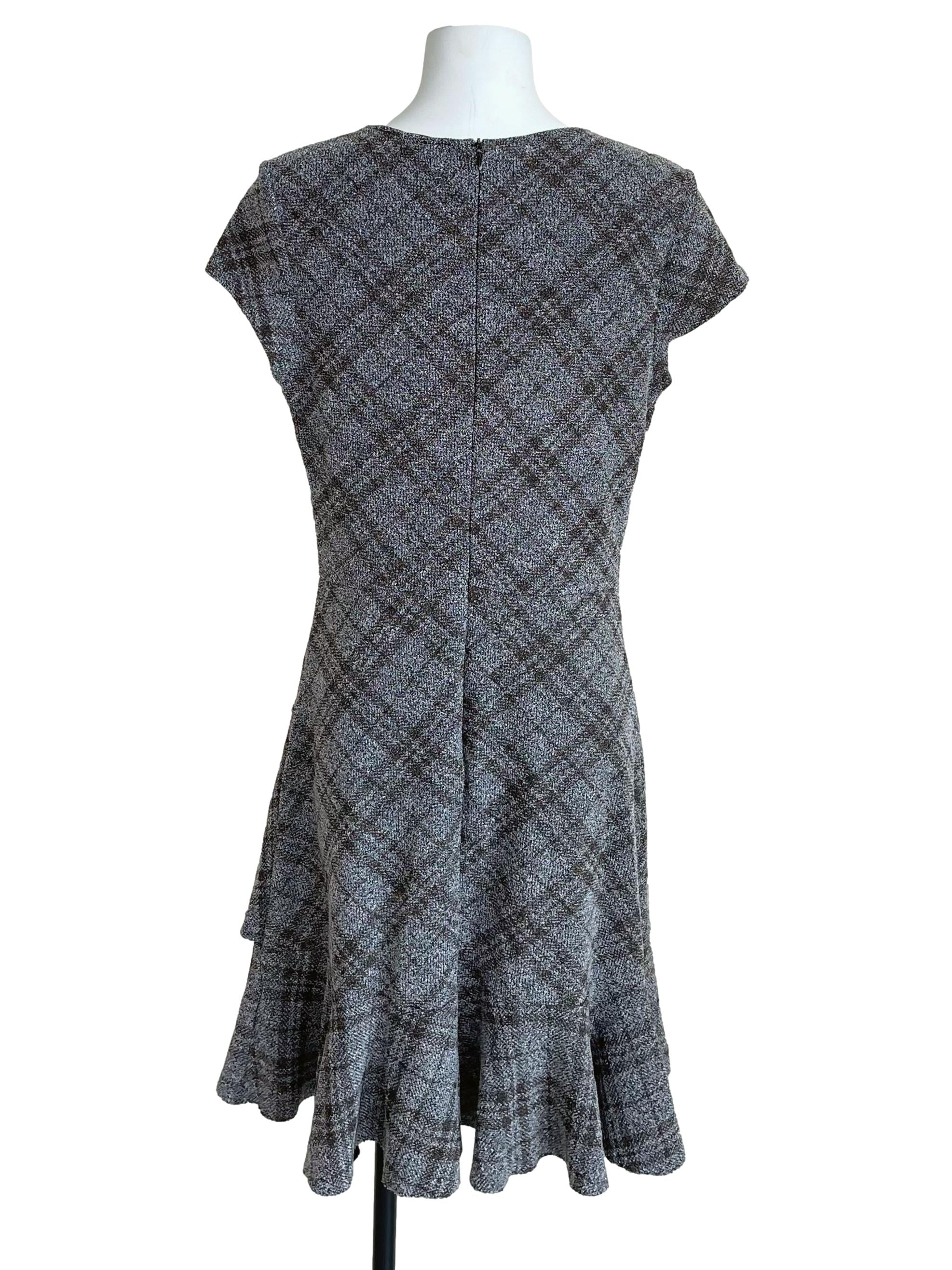 Grey Checker Mini Sleeves Layer Dress
