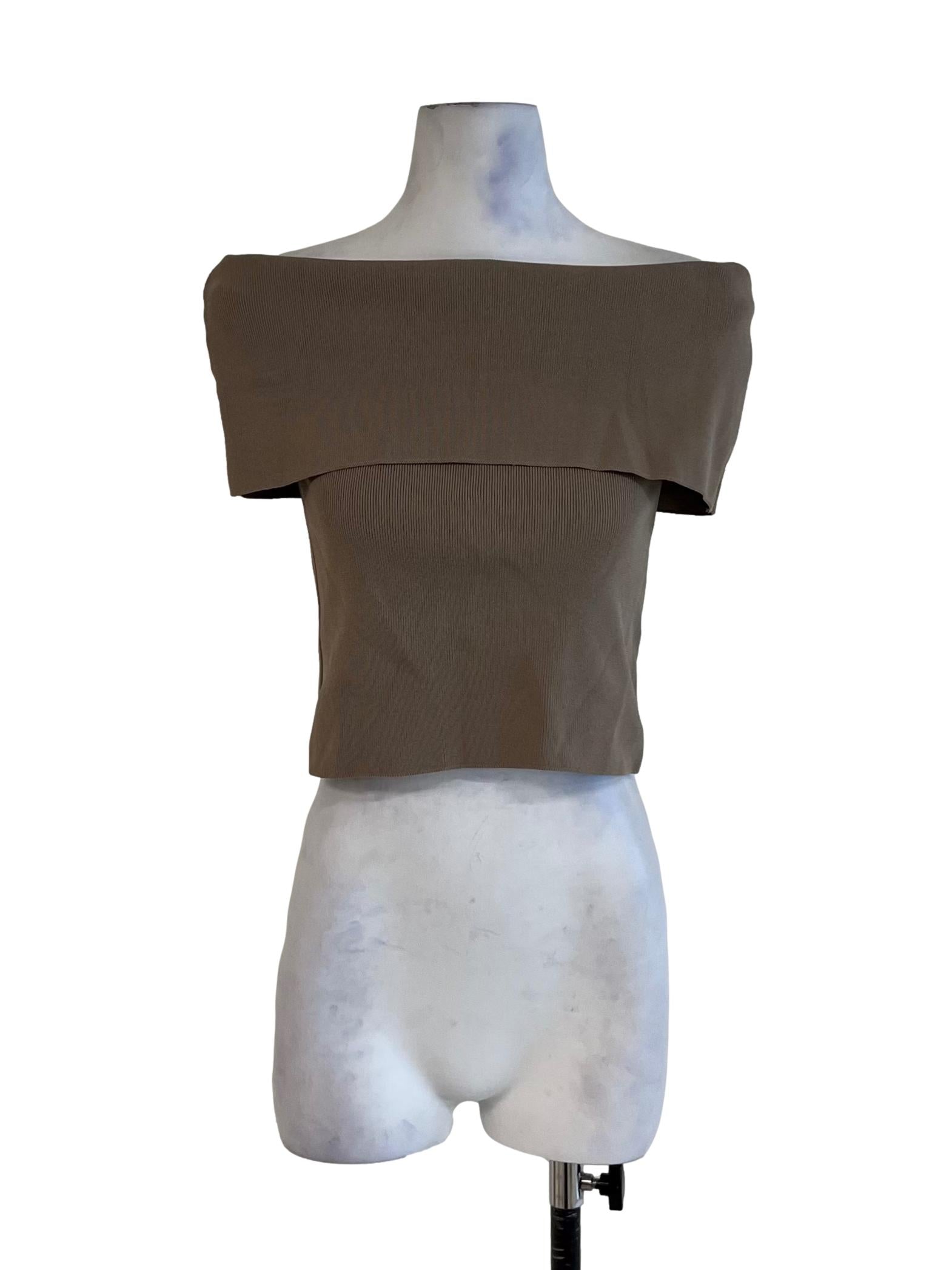 Tortilla Brown Off-Shoulder Top