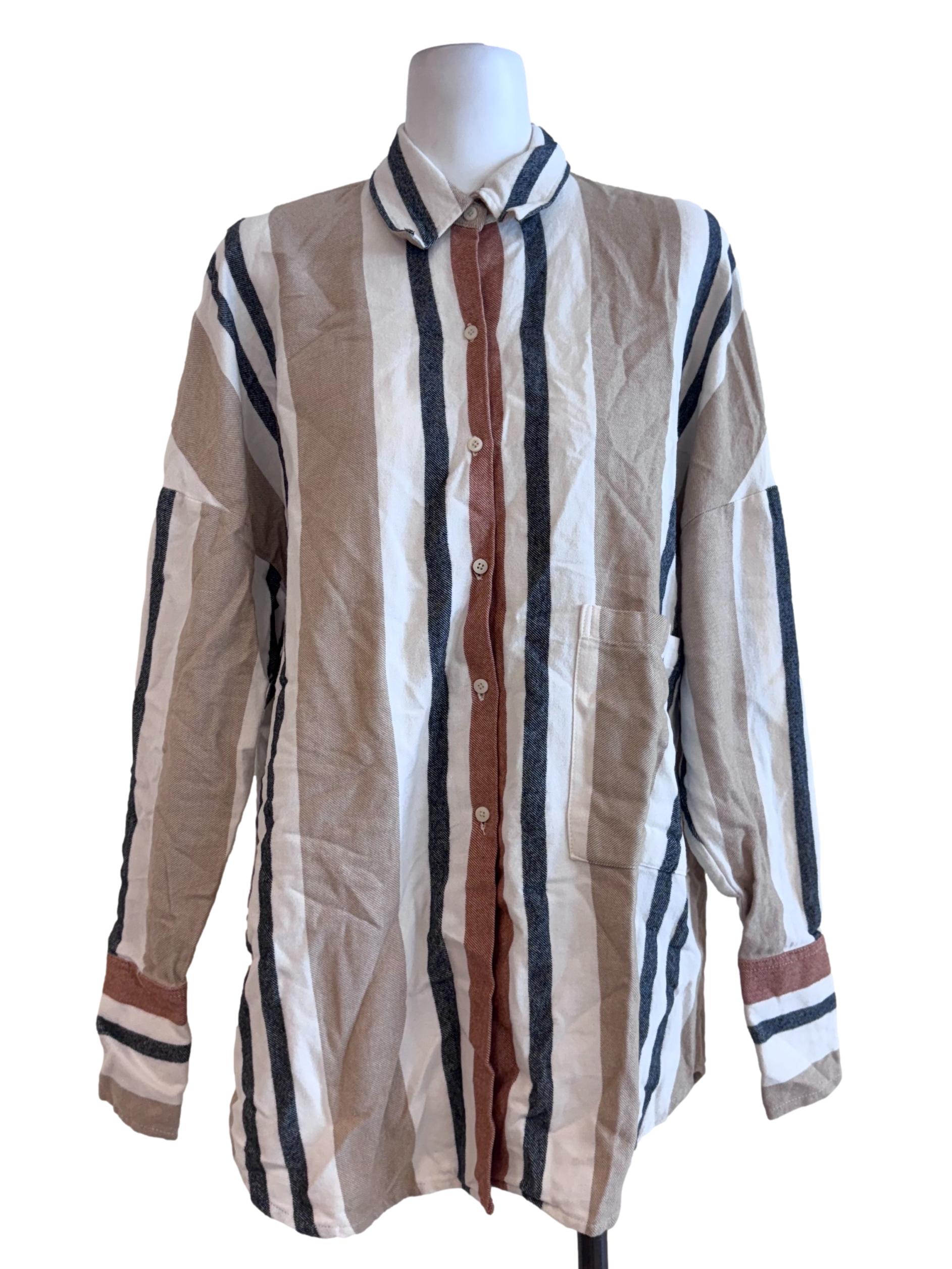 Multicolour Stripe Design Long Sleeve Shirt