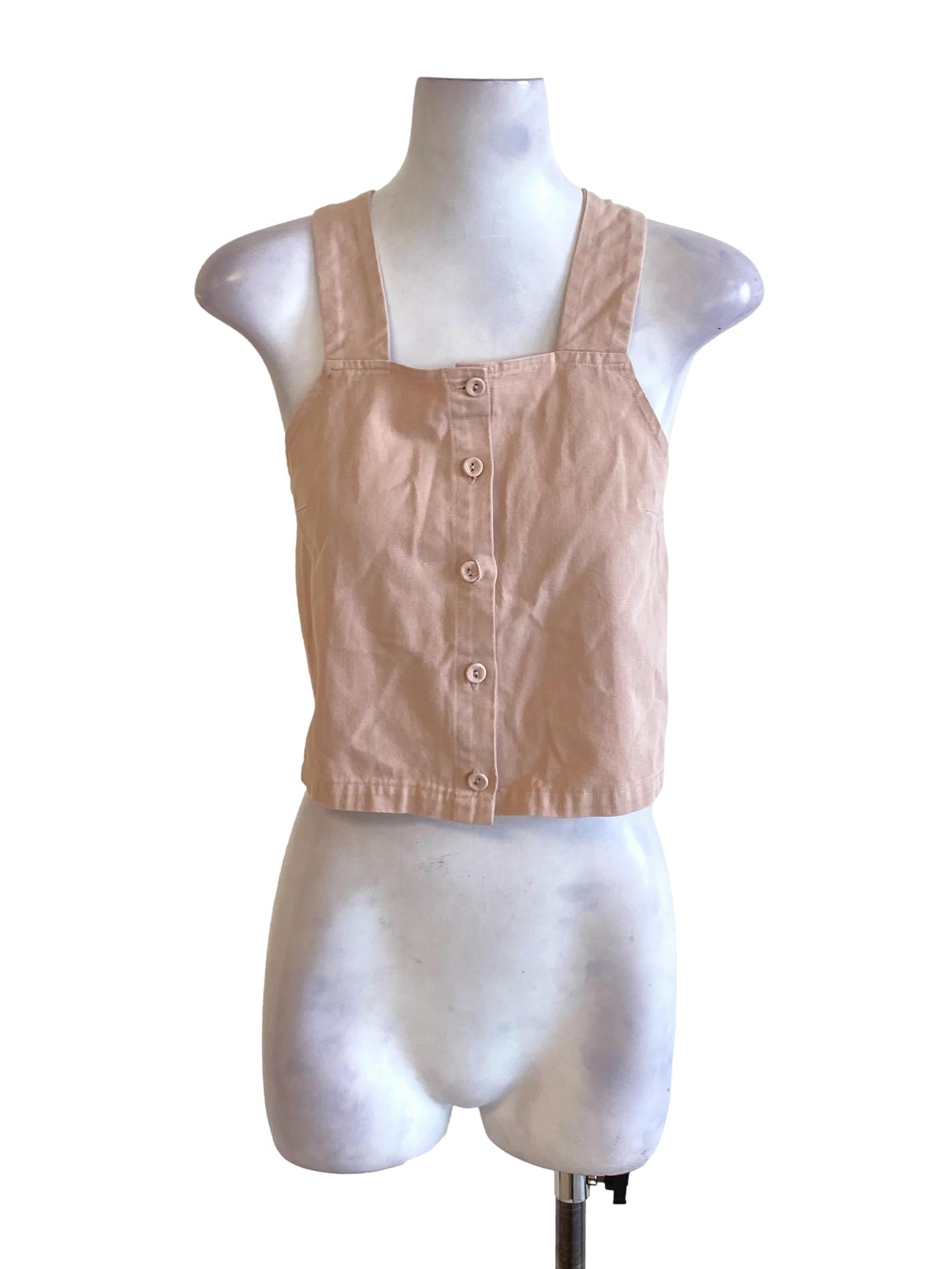 Crepe Pink Buttoned Down Cropped Top