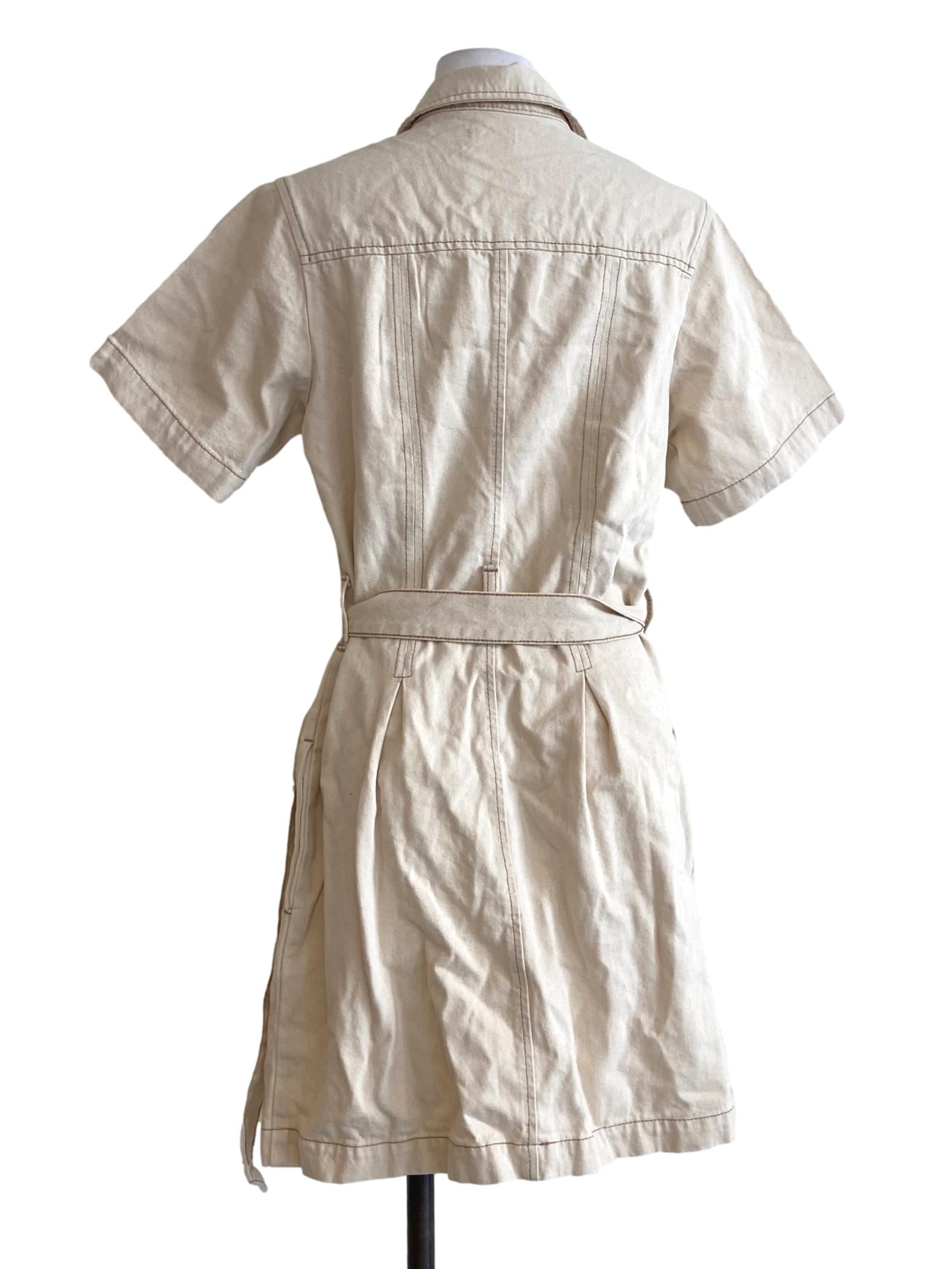 Parchment Beige Button Down Shirt Dress
