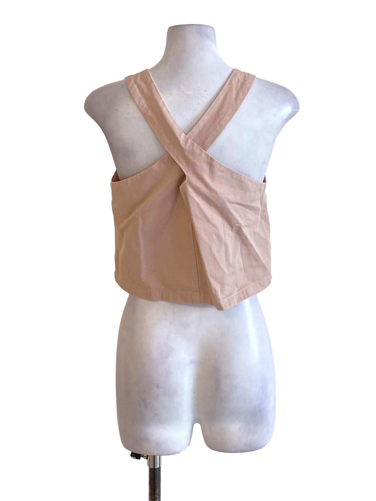 Crepe Pink Buttoned Down Cropped Top