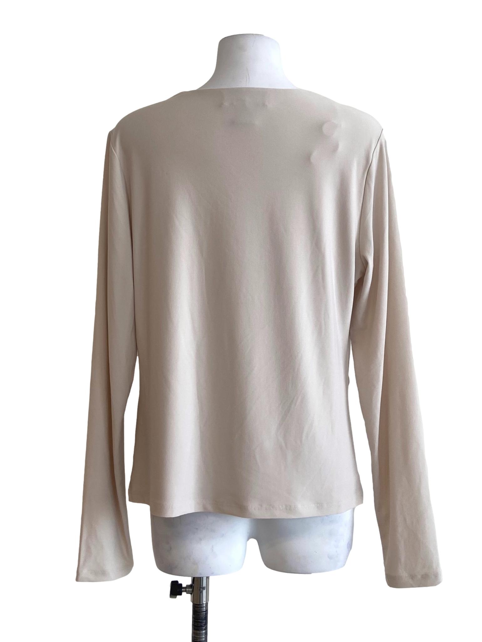 Chiffon Beige Asymmetric Neck Blouse