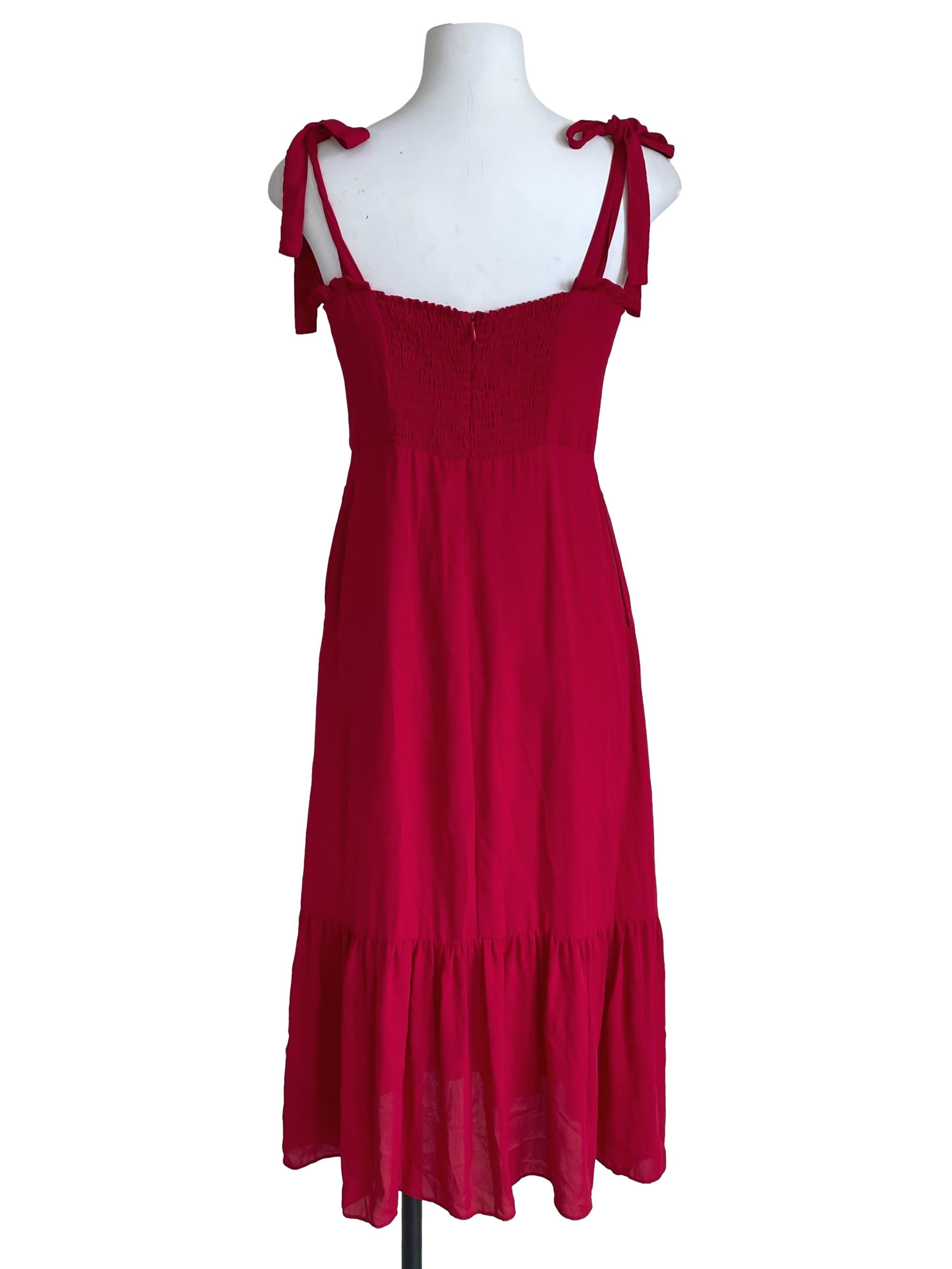 Scarlet Red Tie Straps Slip Dress