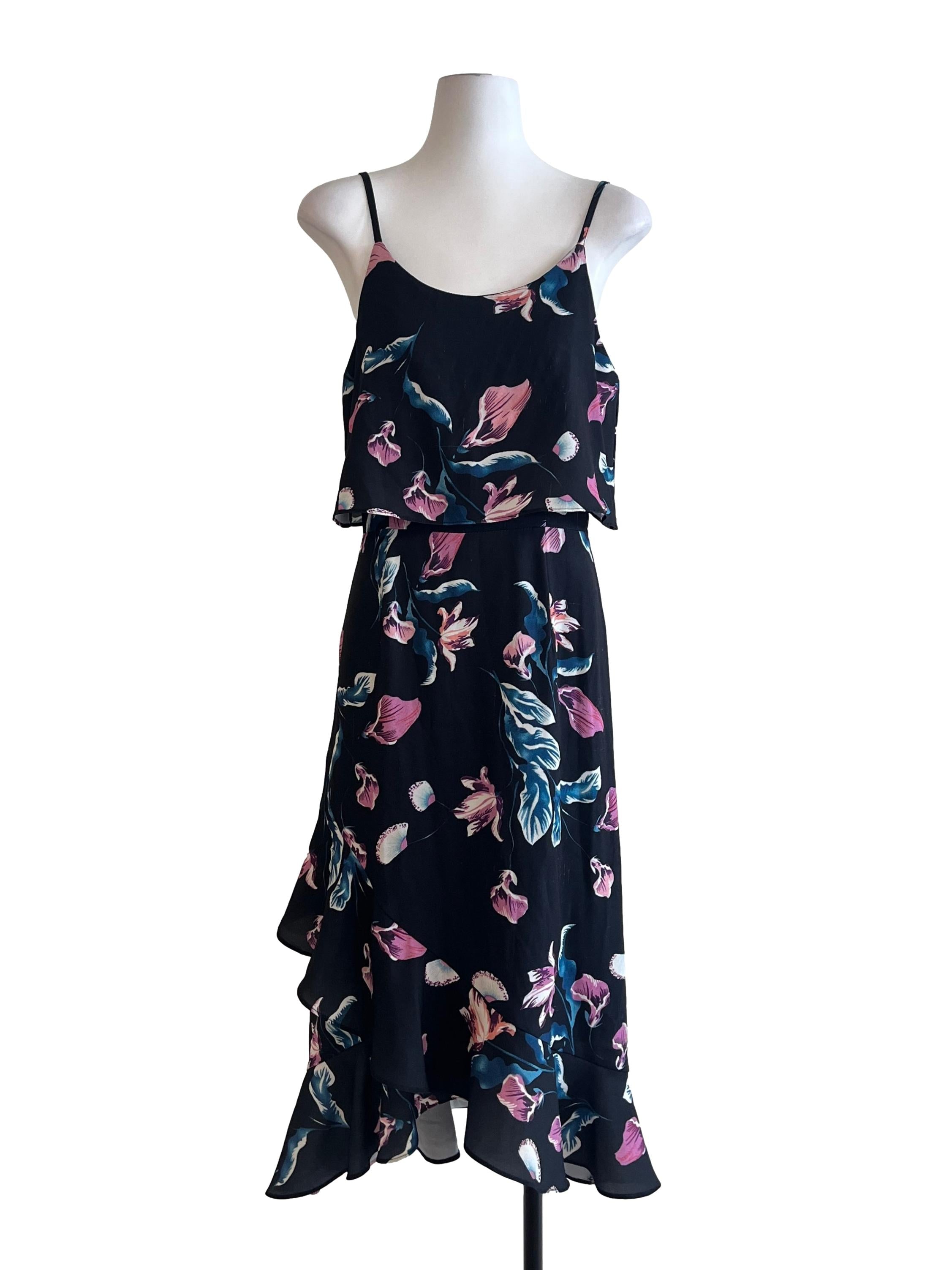 Onyx Black Floral Sleeveless Dress