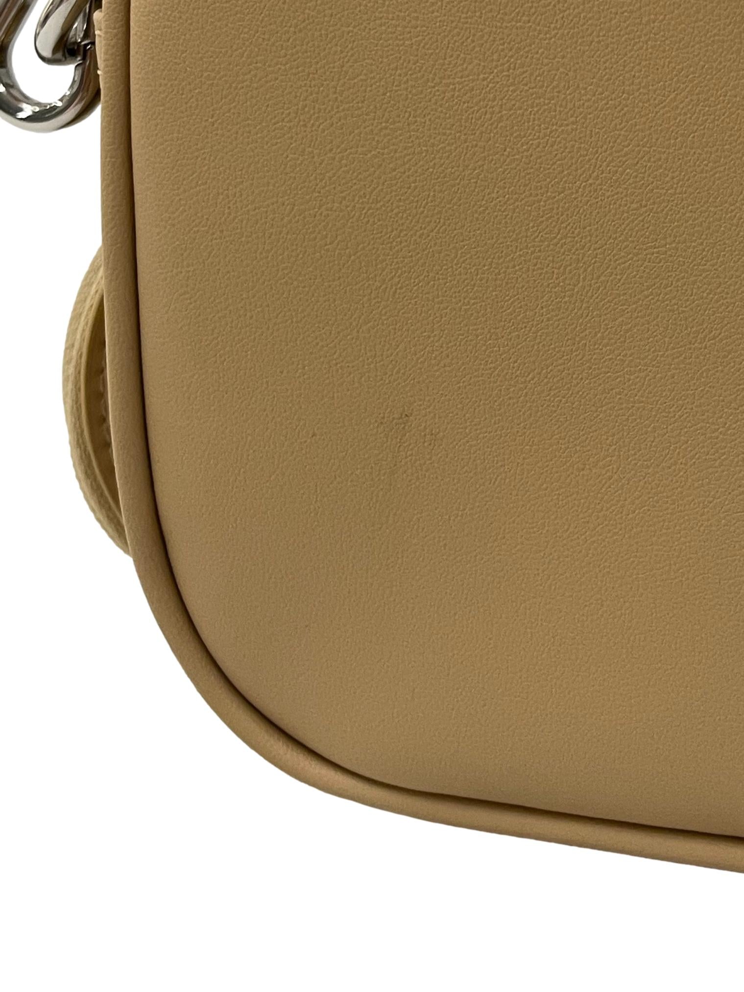 Beige Leather Crossbody Bag With Detachable Pouch CSN