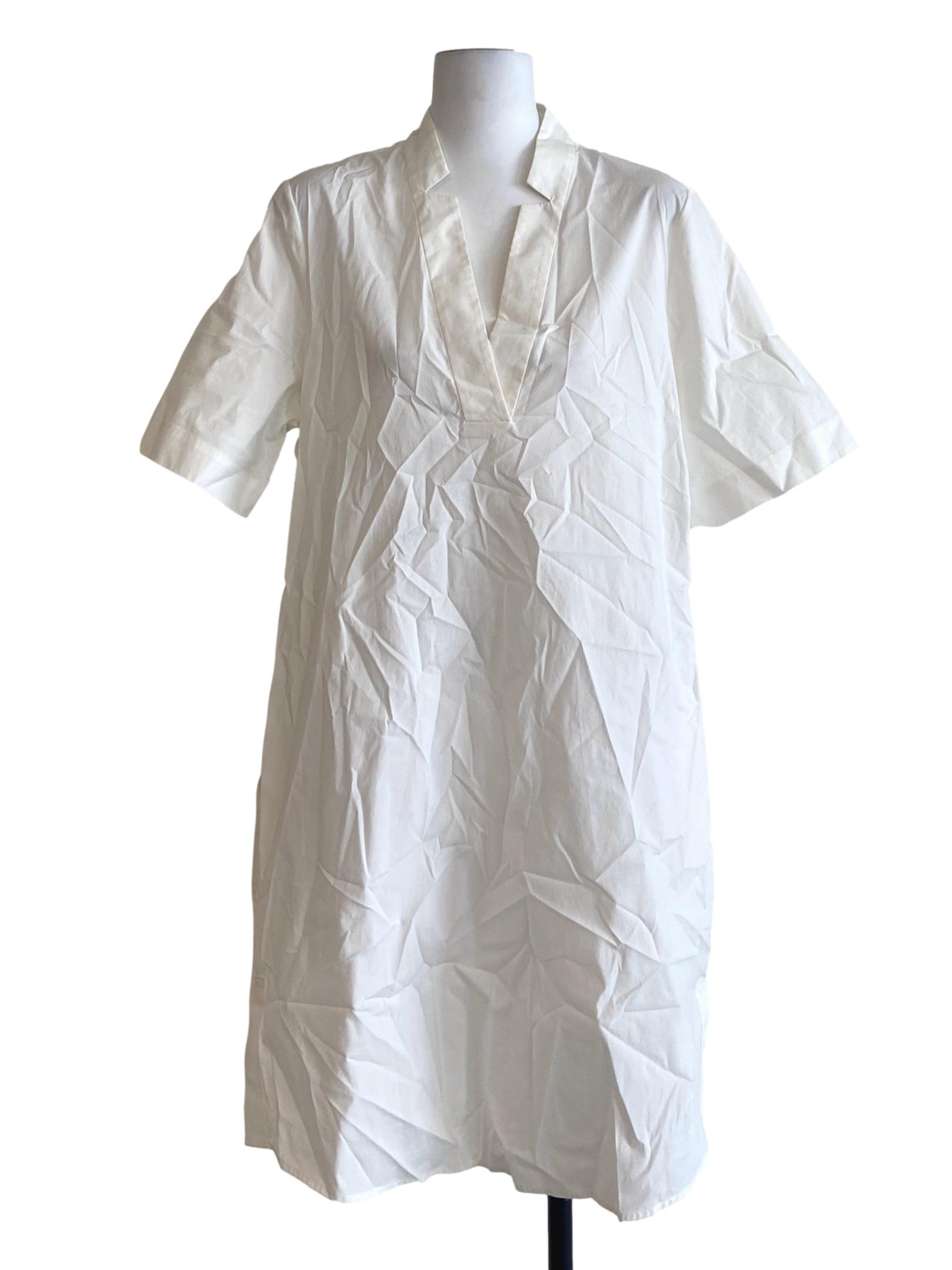White V-Neck Shift Dress