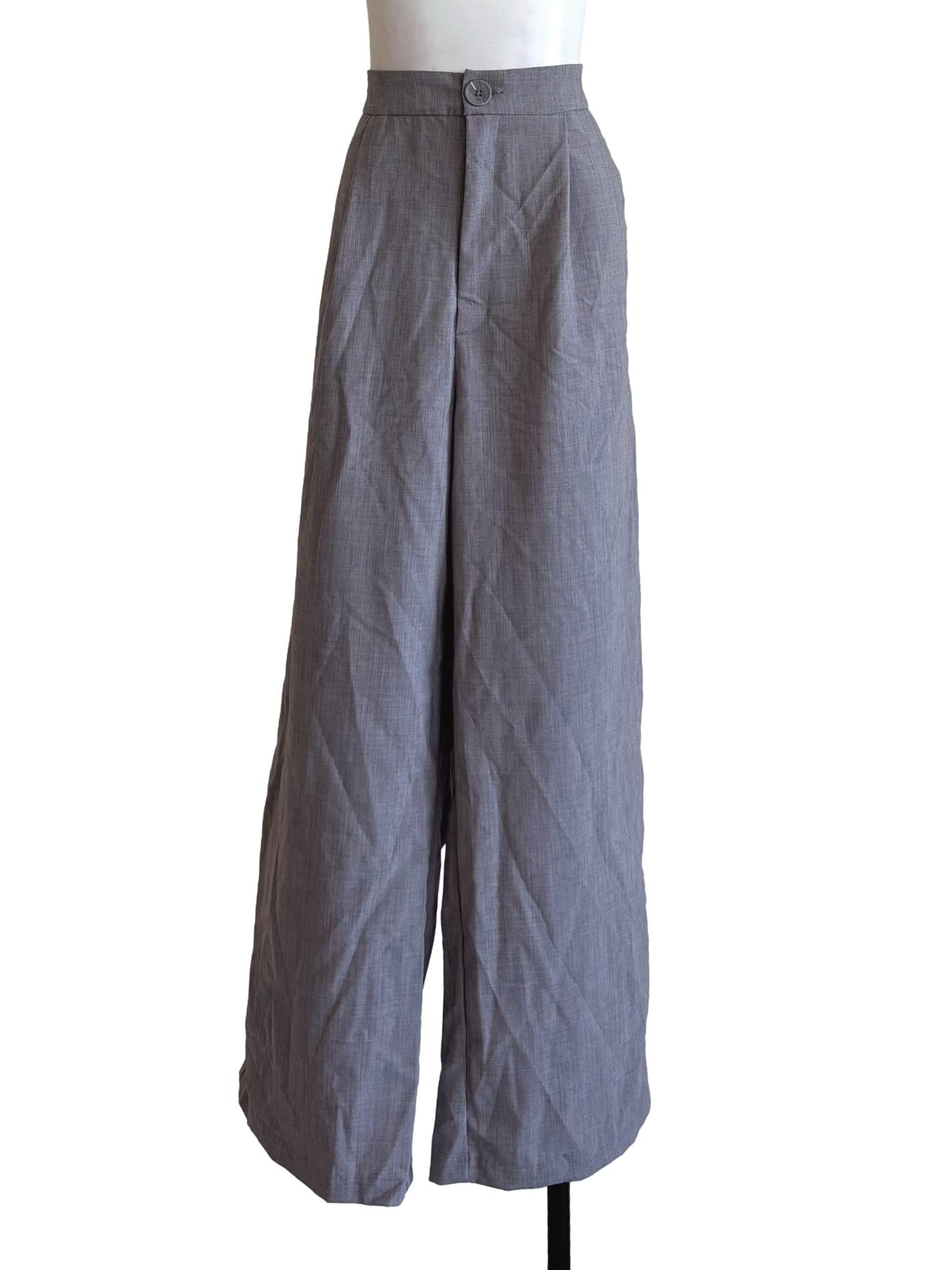 Storm Grey Wide Leg Relaxed Pants