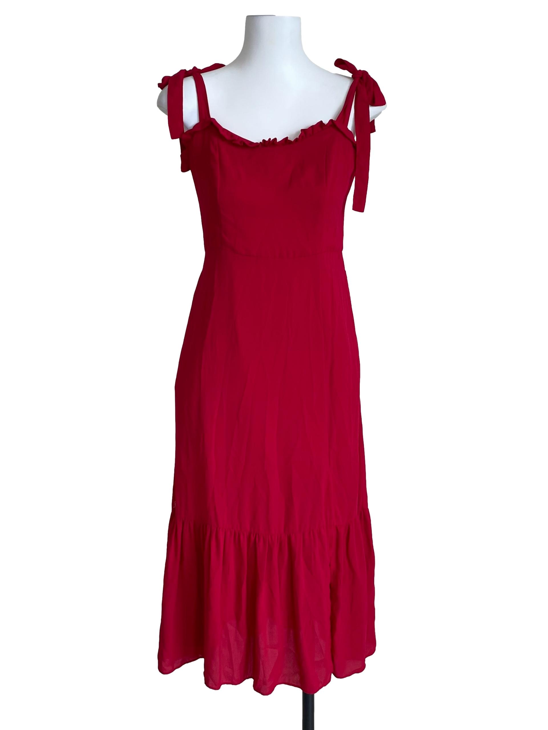 Scarlet Red Tie Straps Slip Dress