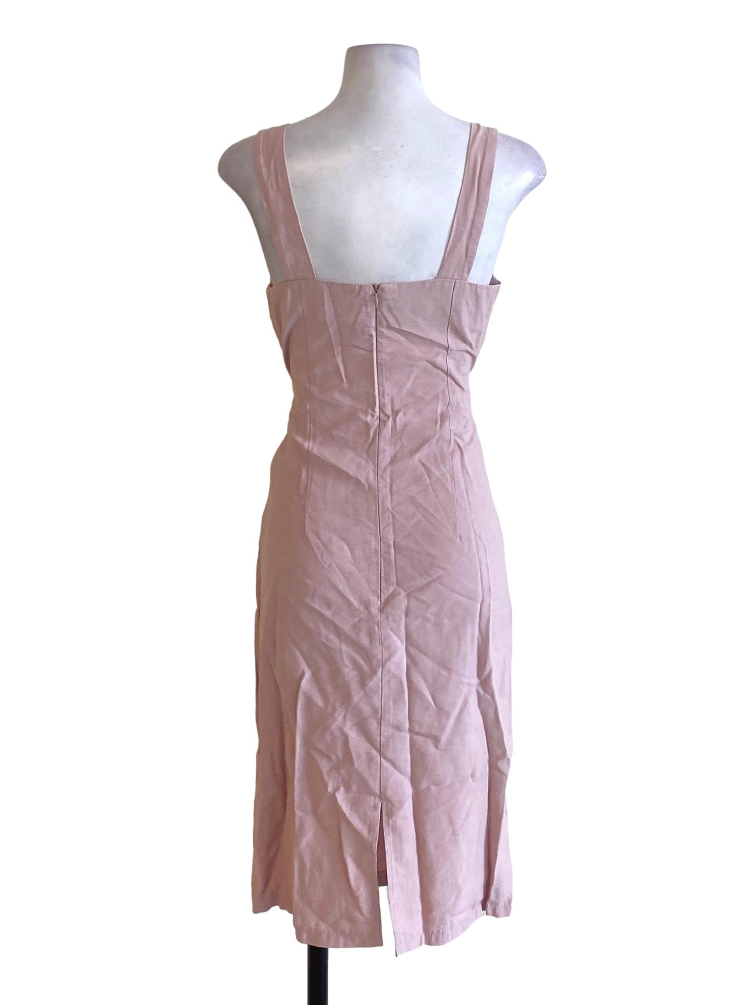 Lemonade Pink Square Neck Tie Waist Dress TEM