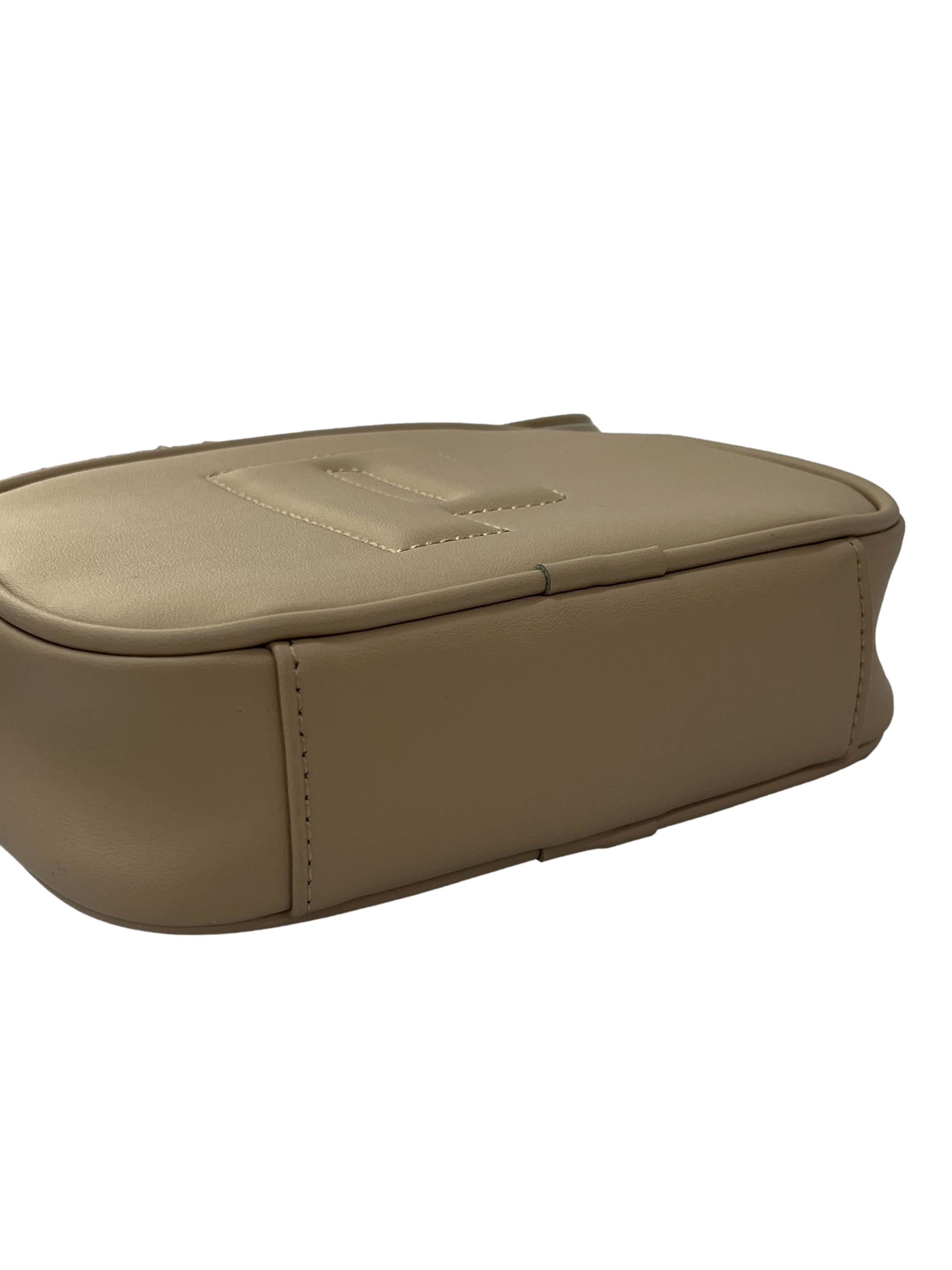 Beige Leather Crossbody Bag With Detachable Pouch CSN