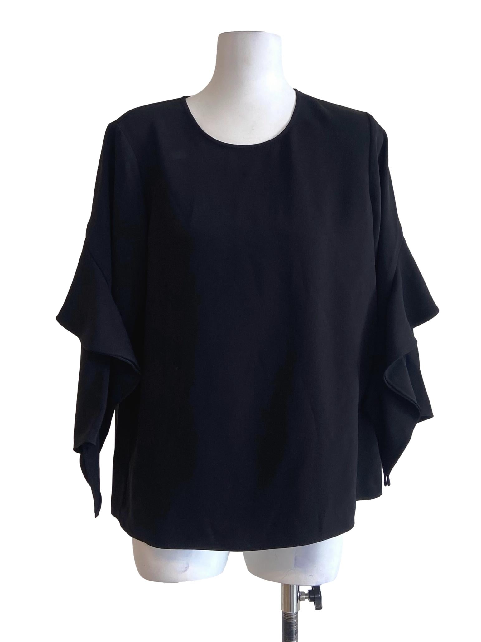 Black Ruffled Sleeve Blouse