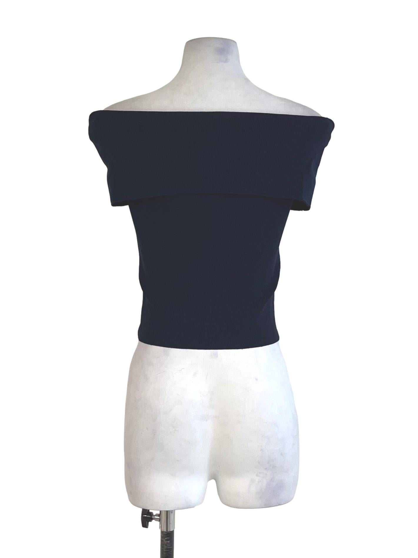Navy Blue Off-Shoulder Top