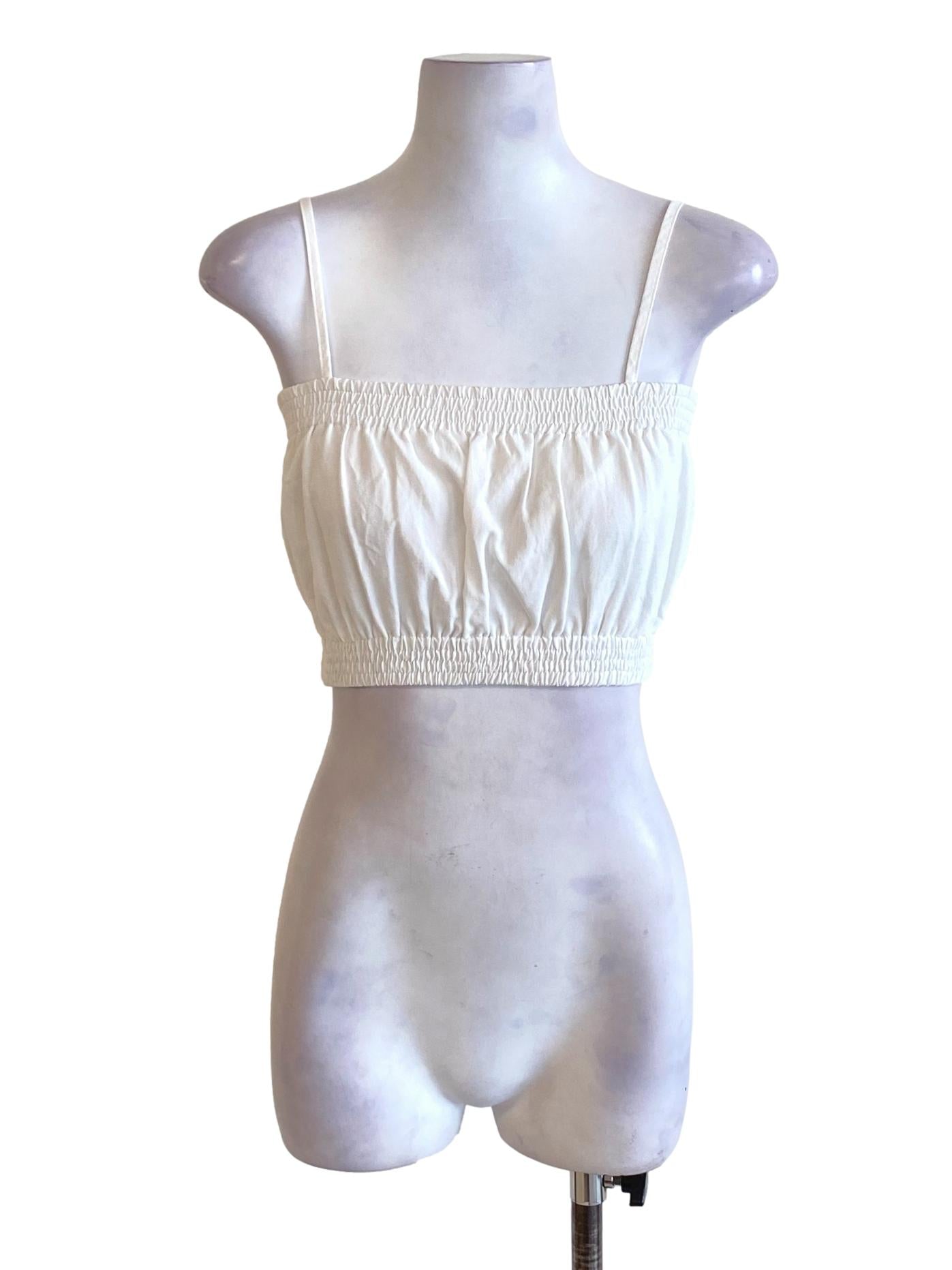 Pearl White Spaghetti Strap Waisted Cropped Top TTR