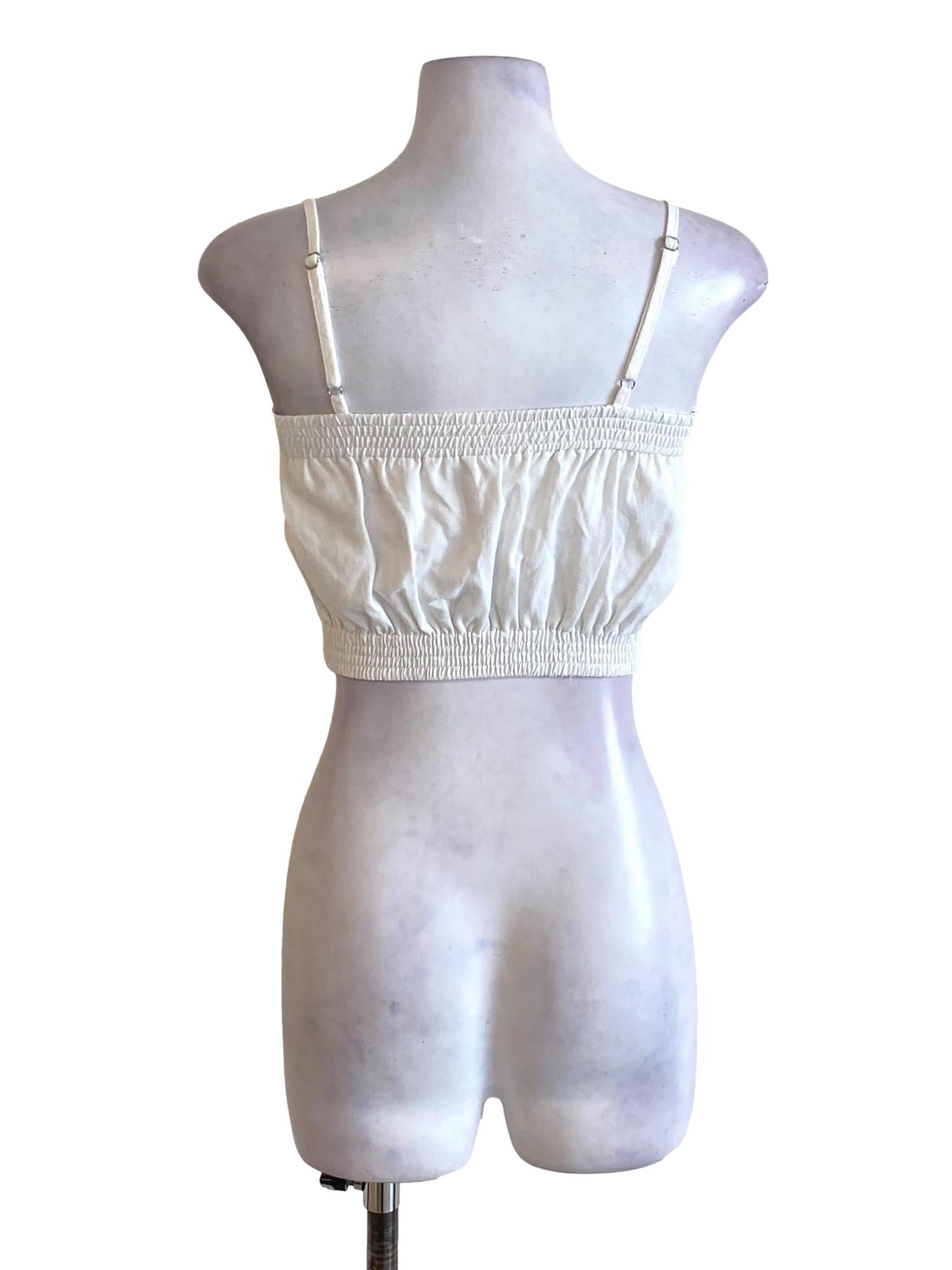 Pearl White Spaghetti Strap Waisted Cropped Top TTR