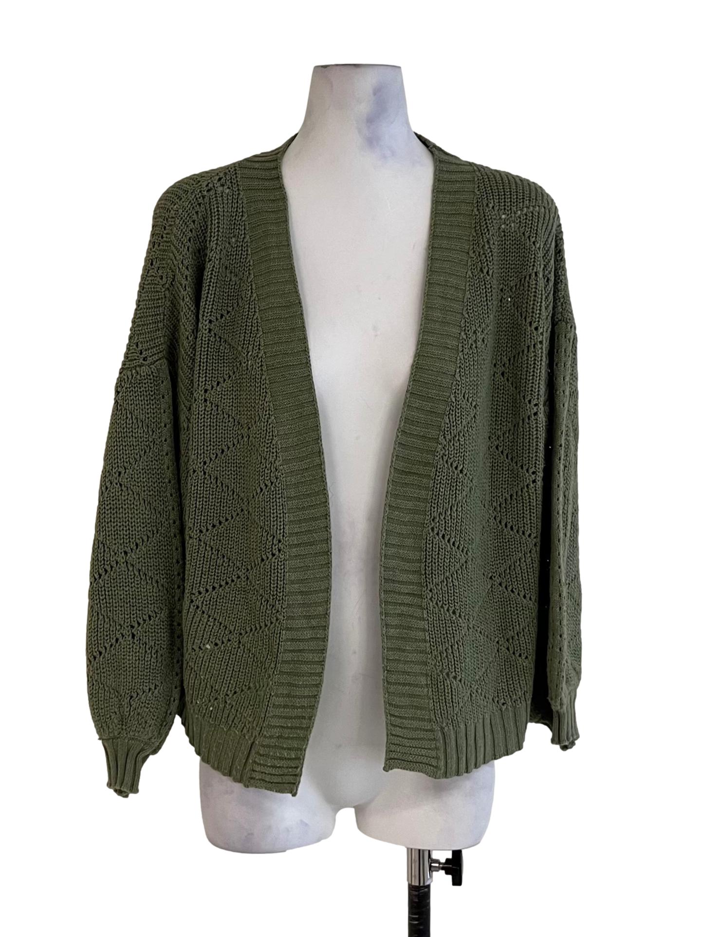 Olive Green Knitted Cardigan