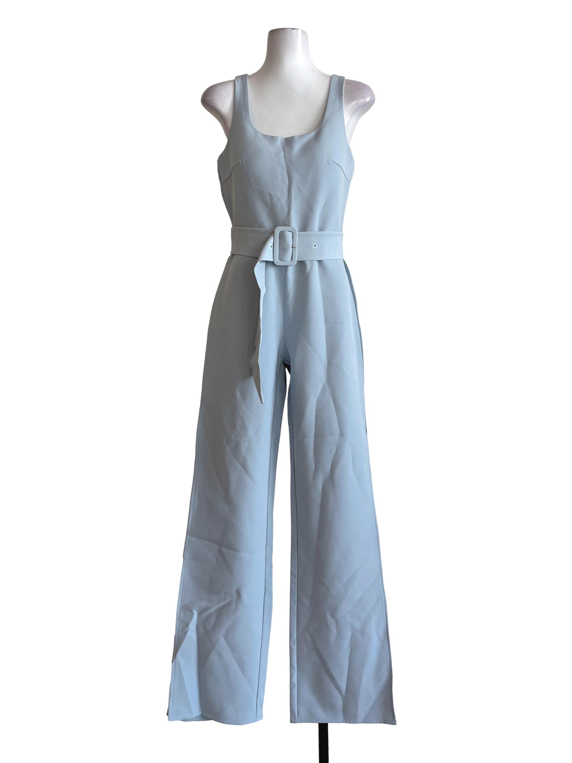 Baby Blue Sleeveless Scoop Jumpsuit