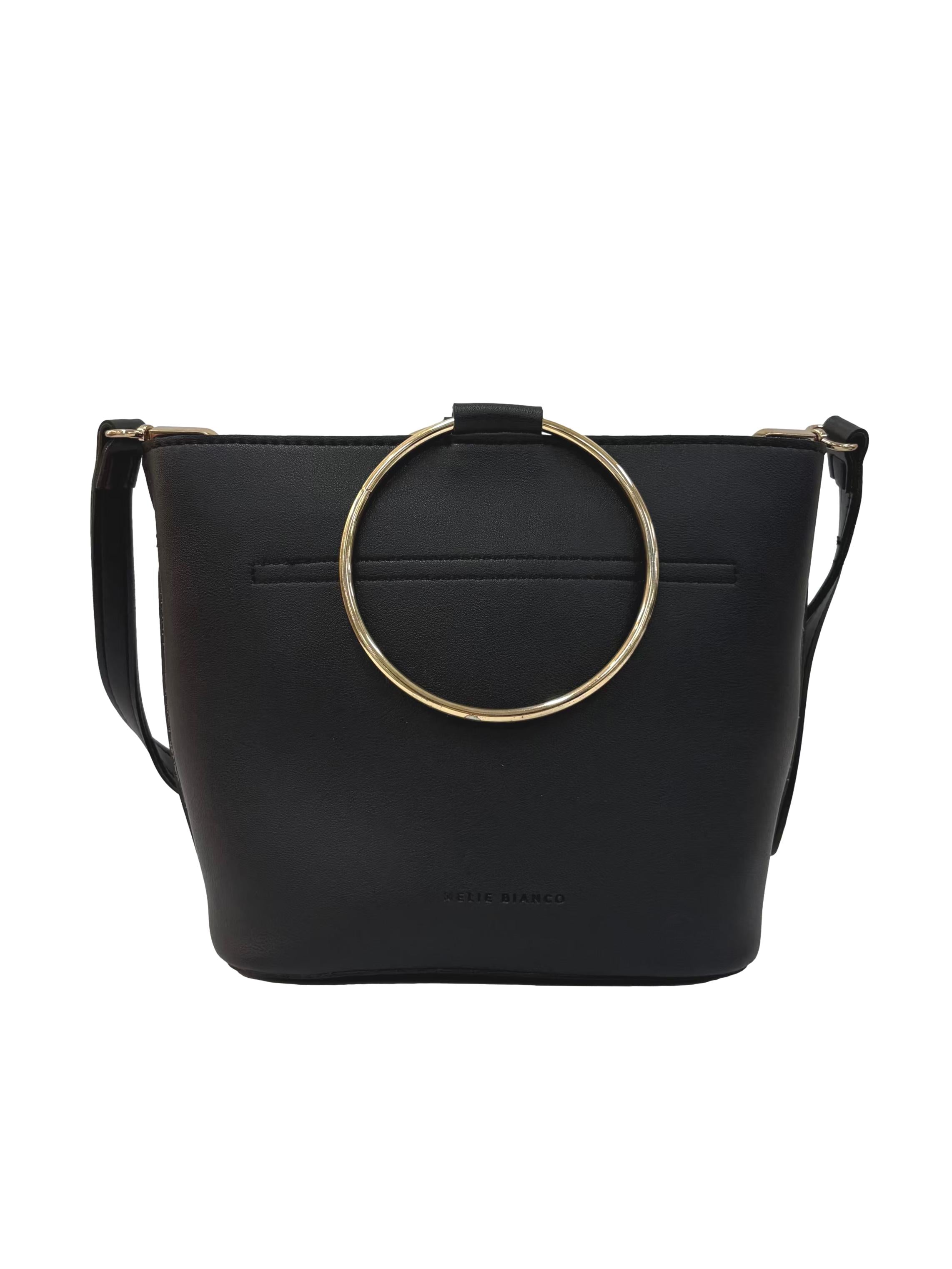 Black Makenzie Studded Gold Ring Crossbody Bag