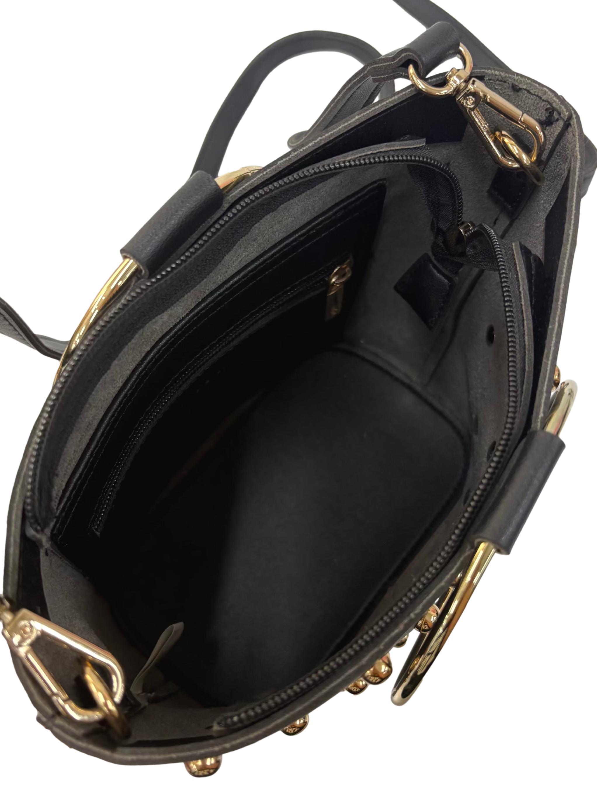 Black Makenzie Studded Gold Ring Crossbody Bag