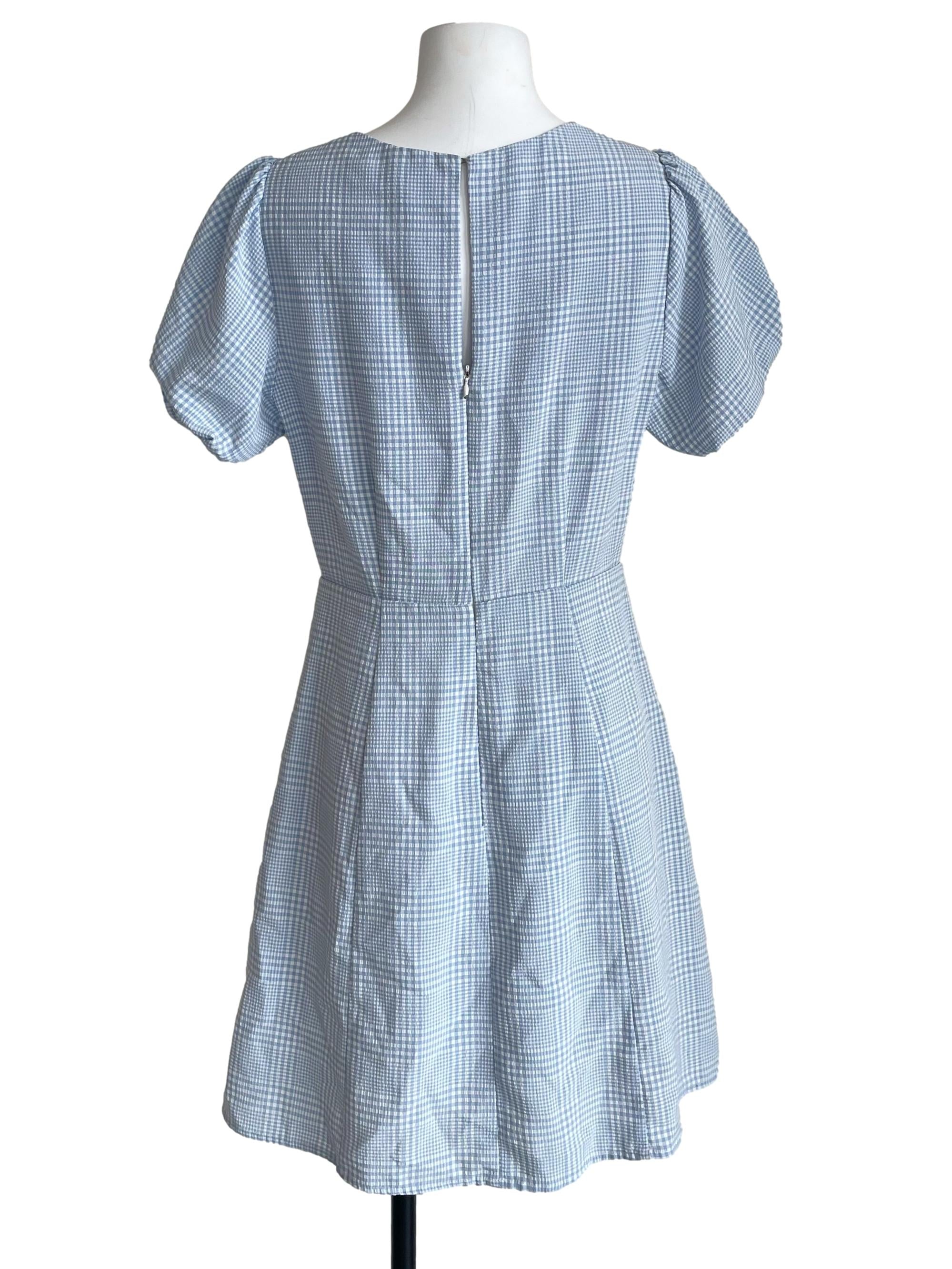 Baby Blue Glen Check A-Line Dress