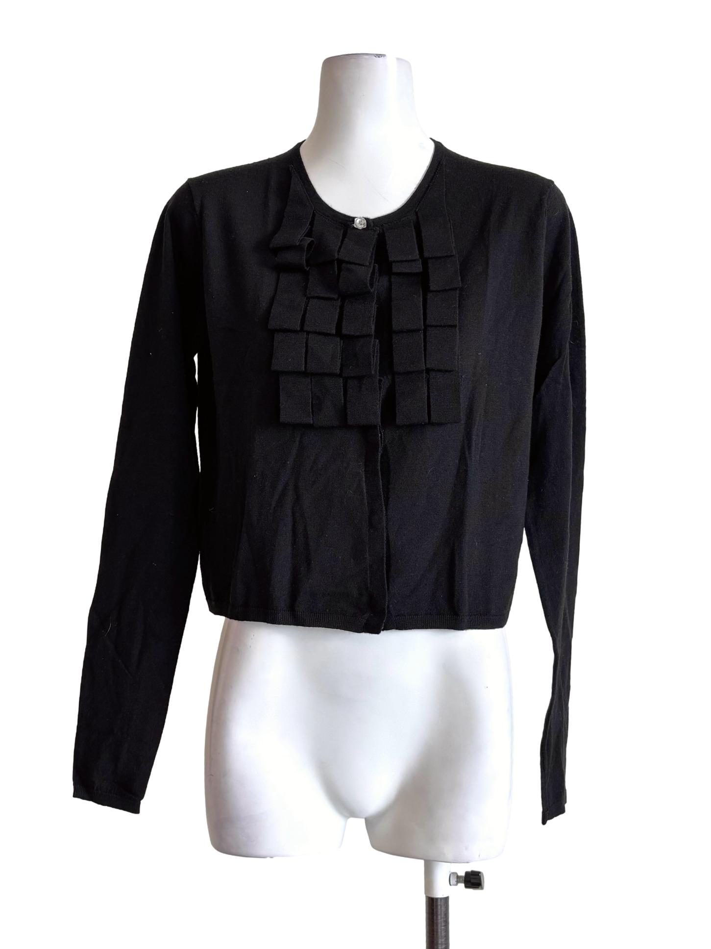 Jet Black Round Neck Long Sleeve Top