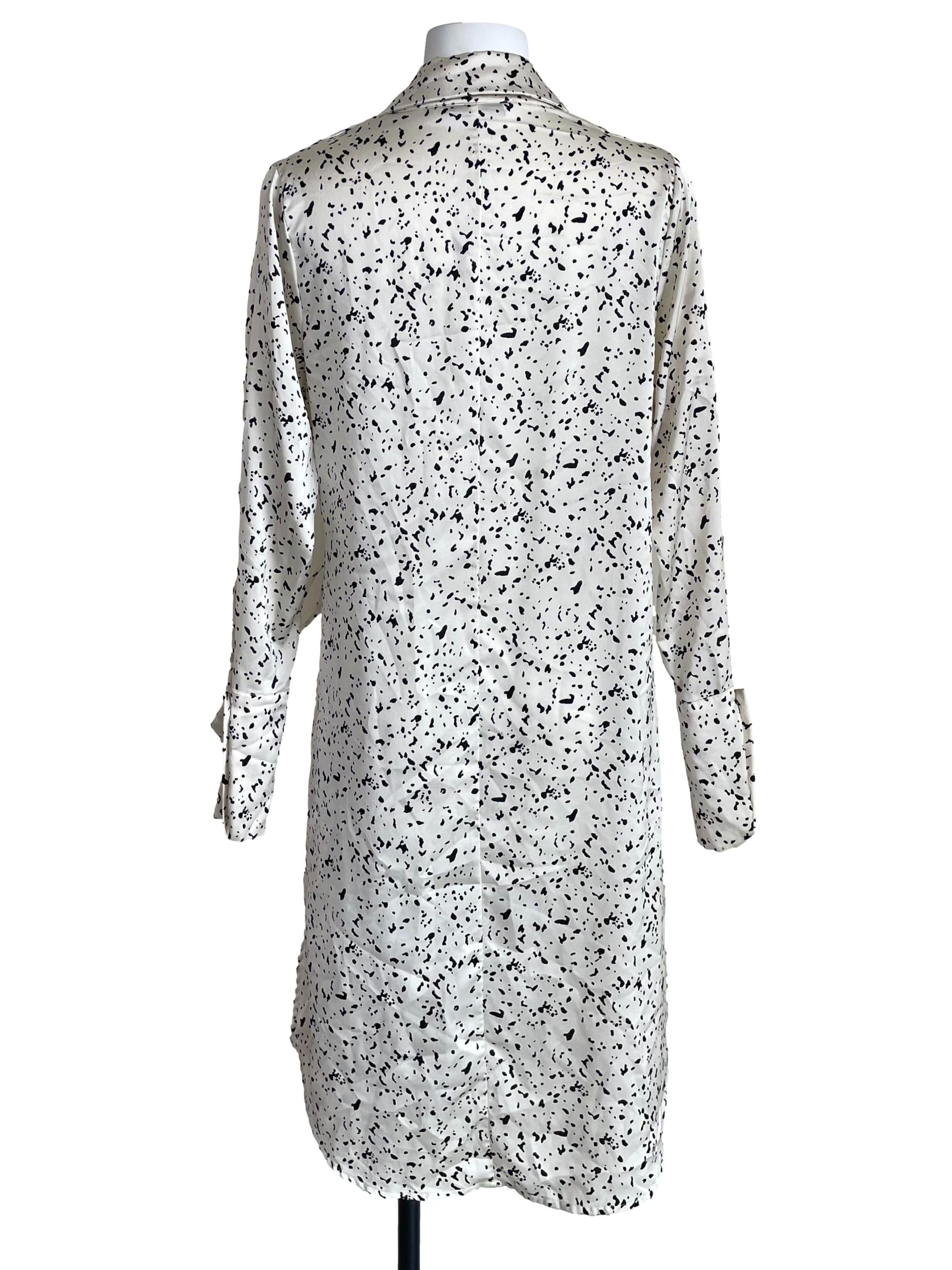 Alabaster White Splash Dots Wrap Dress
