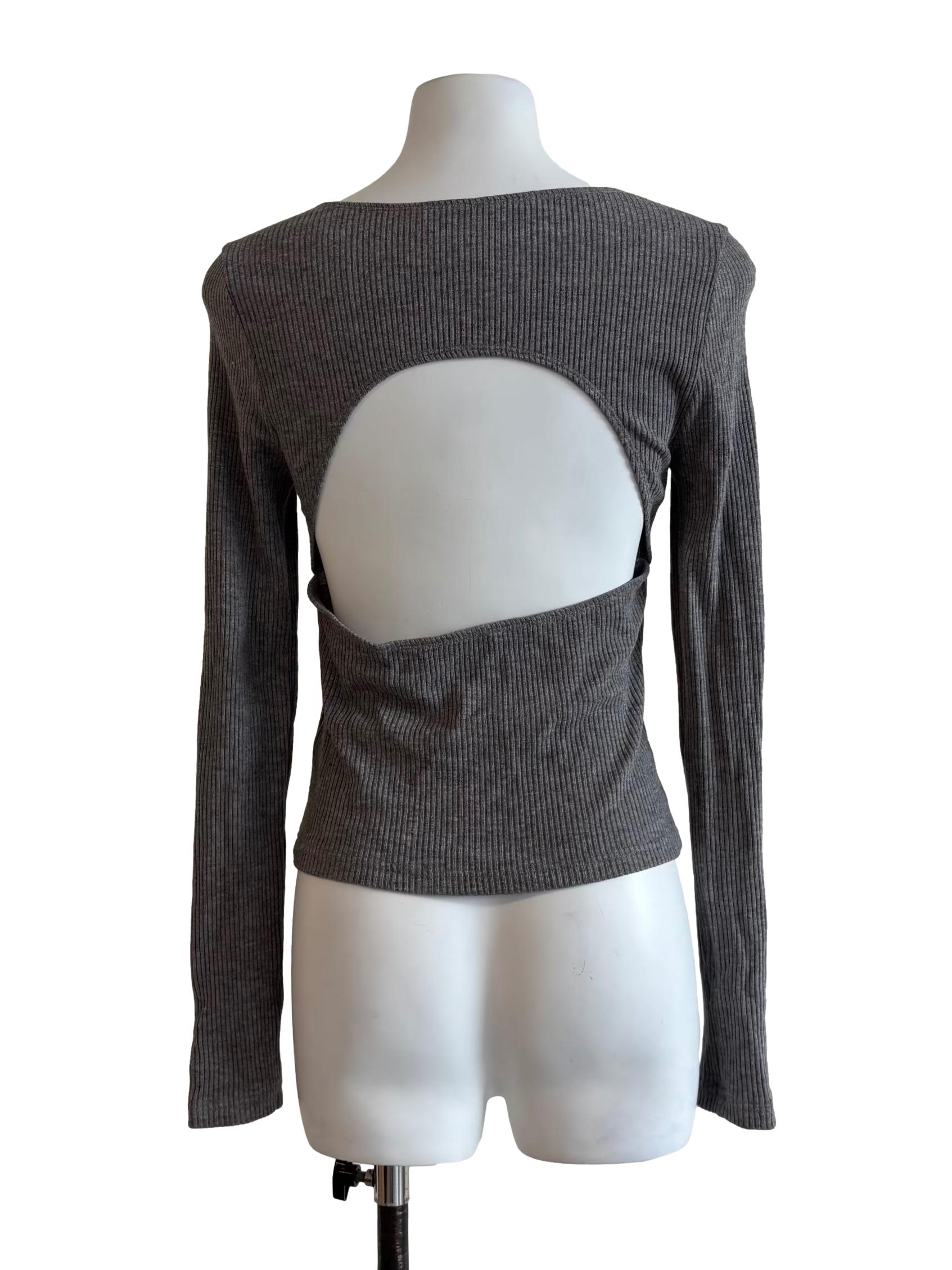 Carbon Grey Sweetheart Ribbed Top