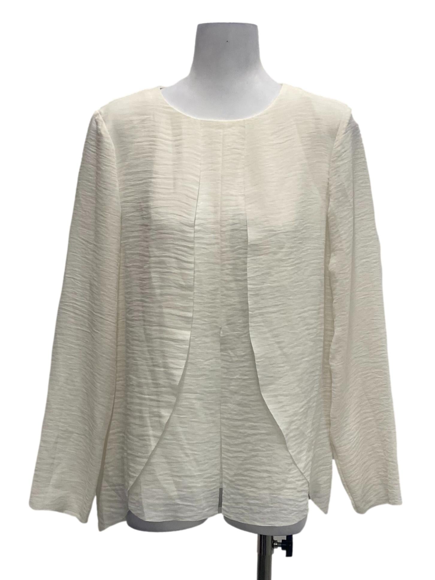 Ivory Round Neck Long Sleeved Blouse