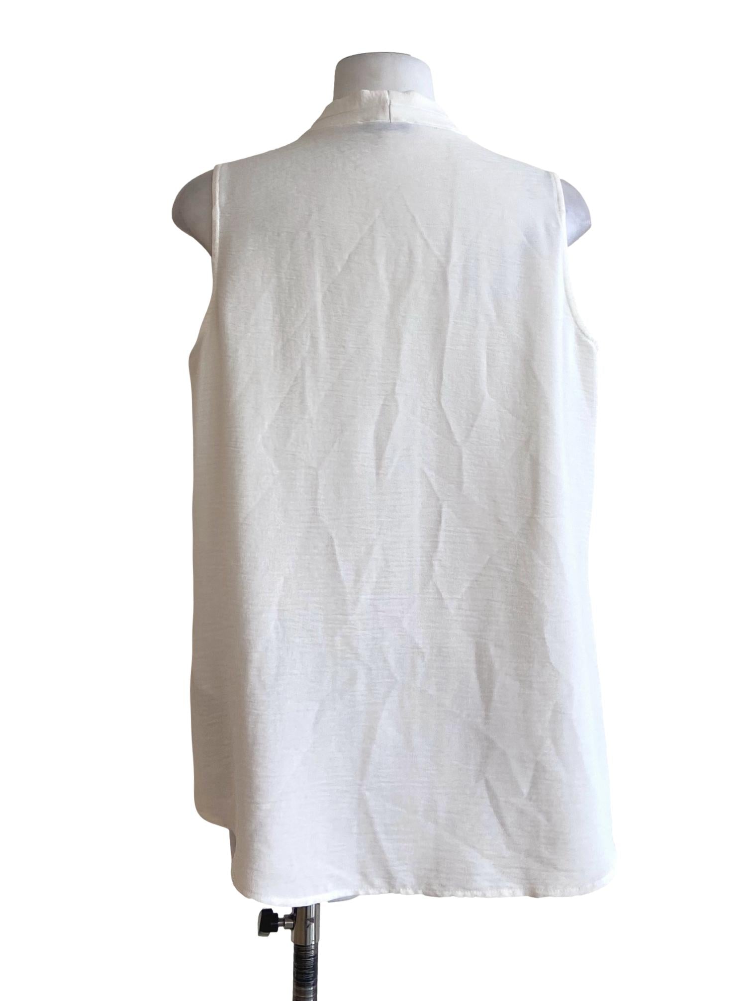 White Sleeveless V-Neck Top