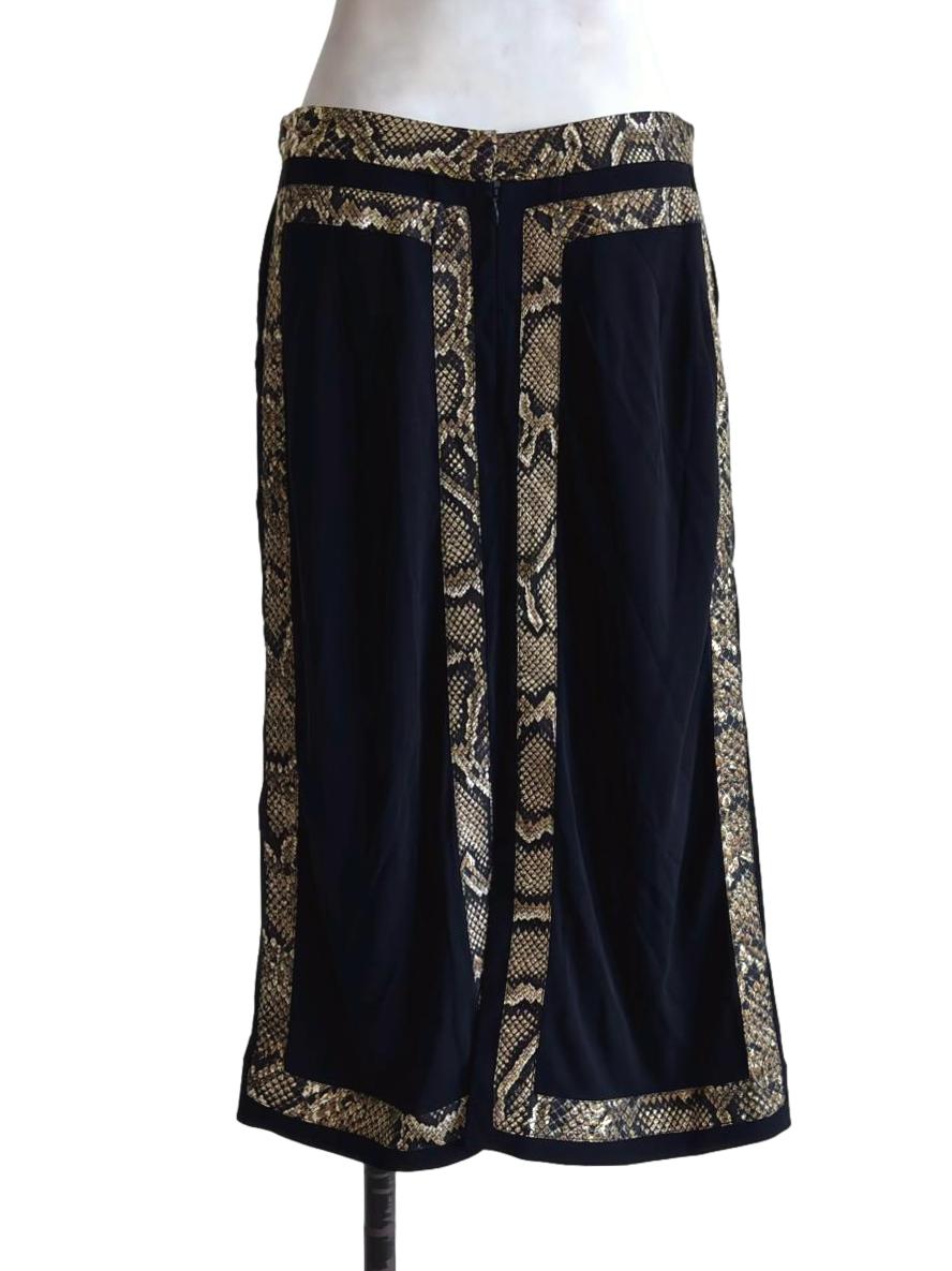 Black Snake Print Border Skirt