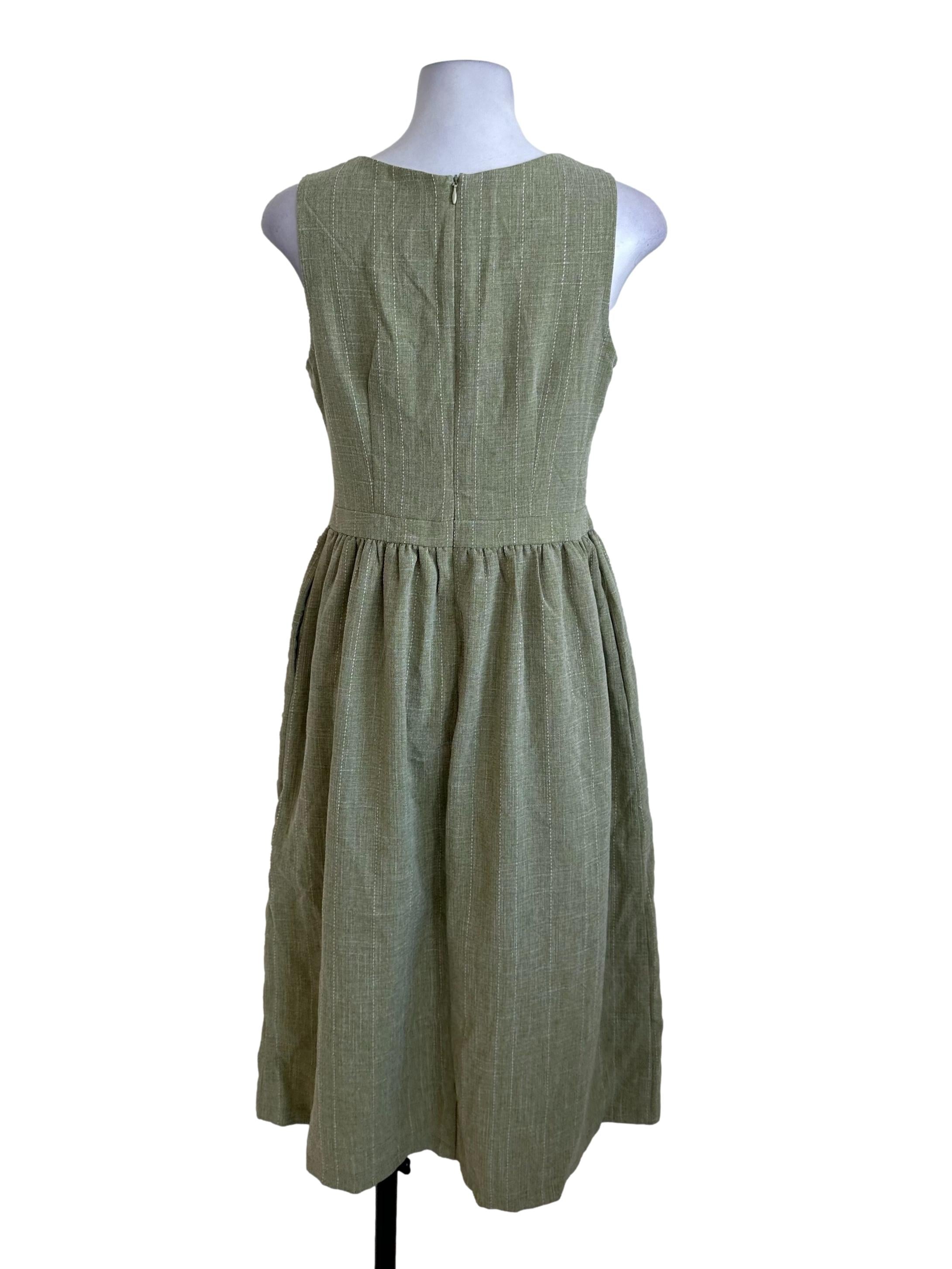Matcha Green Textured Button Dress