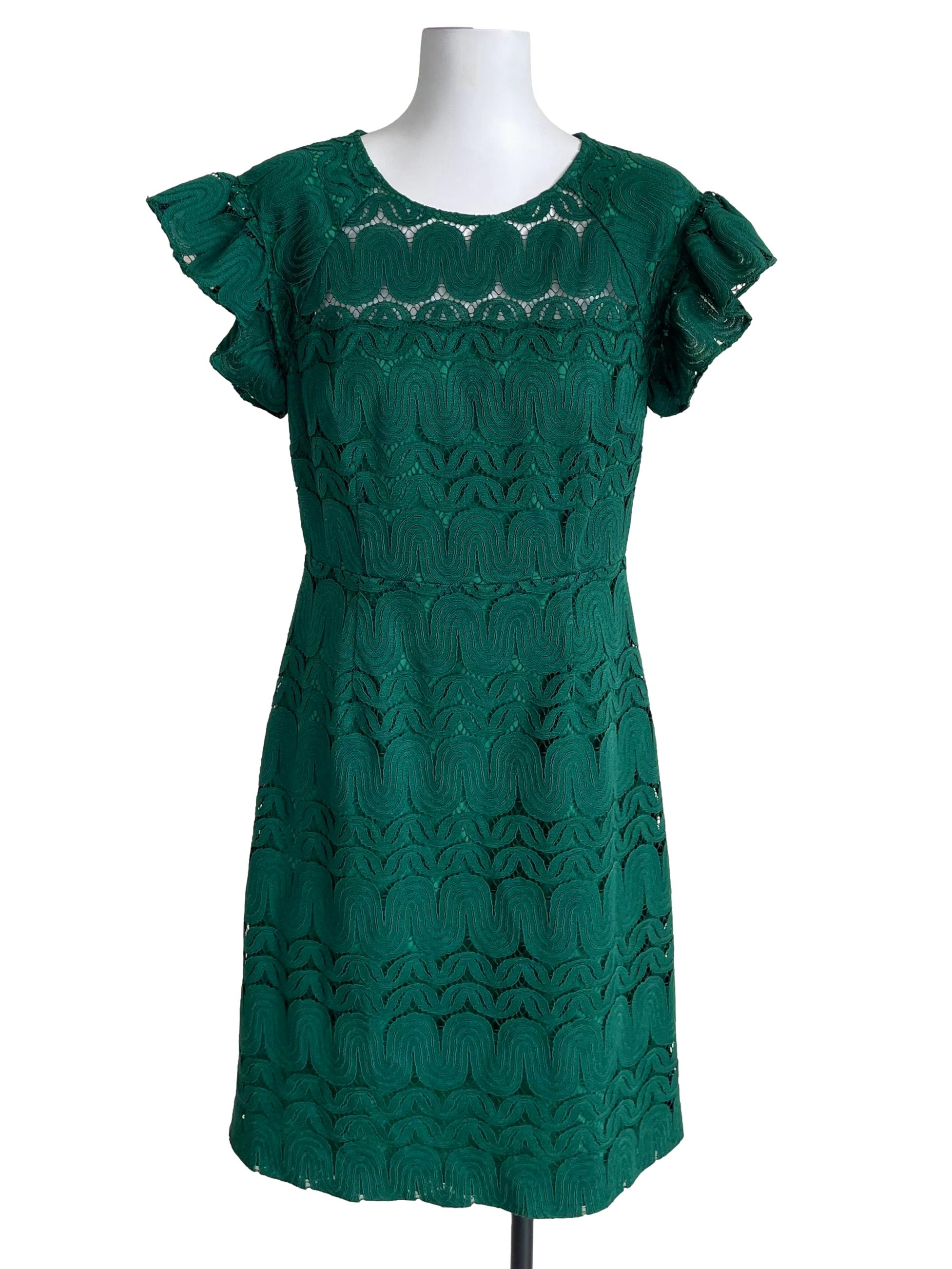 Dark Green Lace Bateau Dress