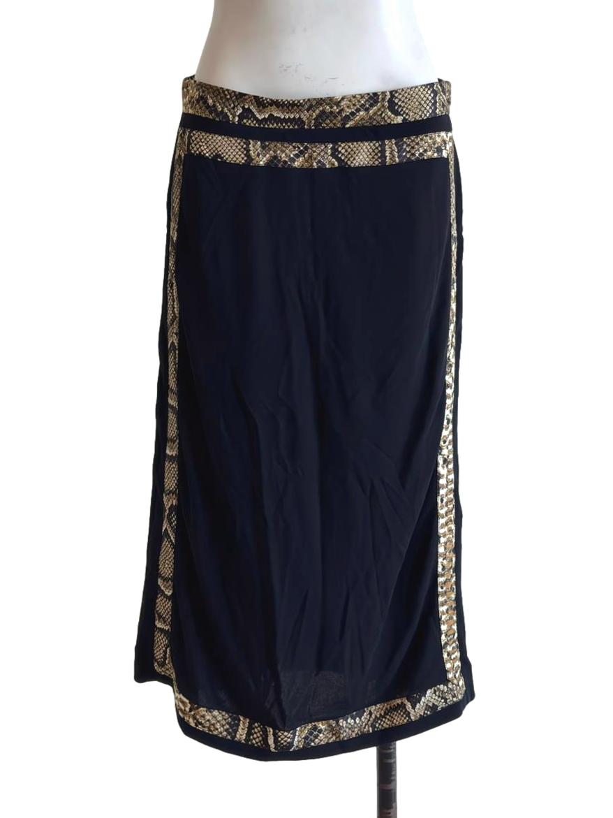 Black Snake Print Border Skirt
