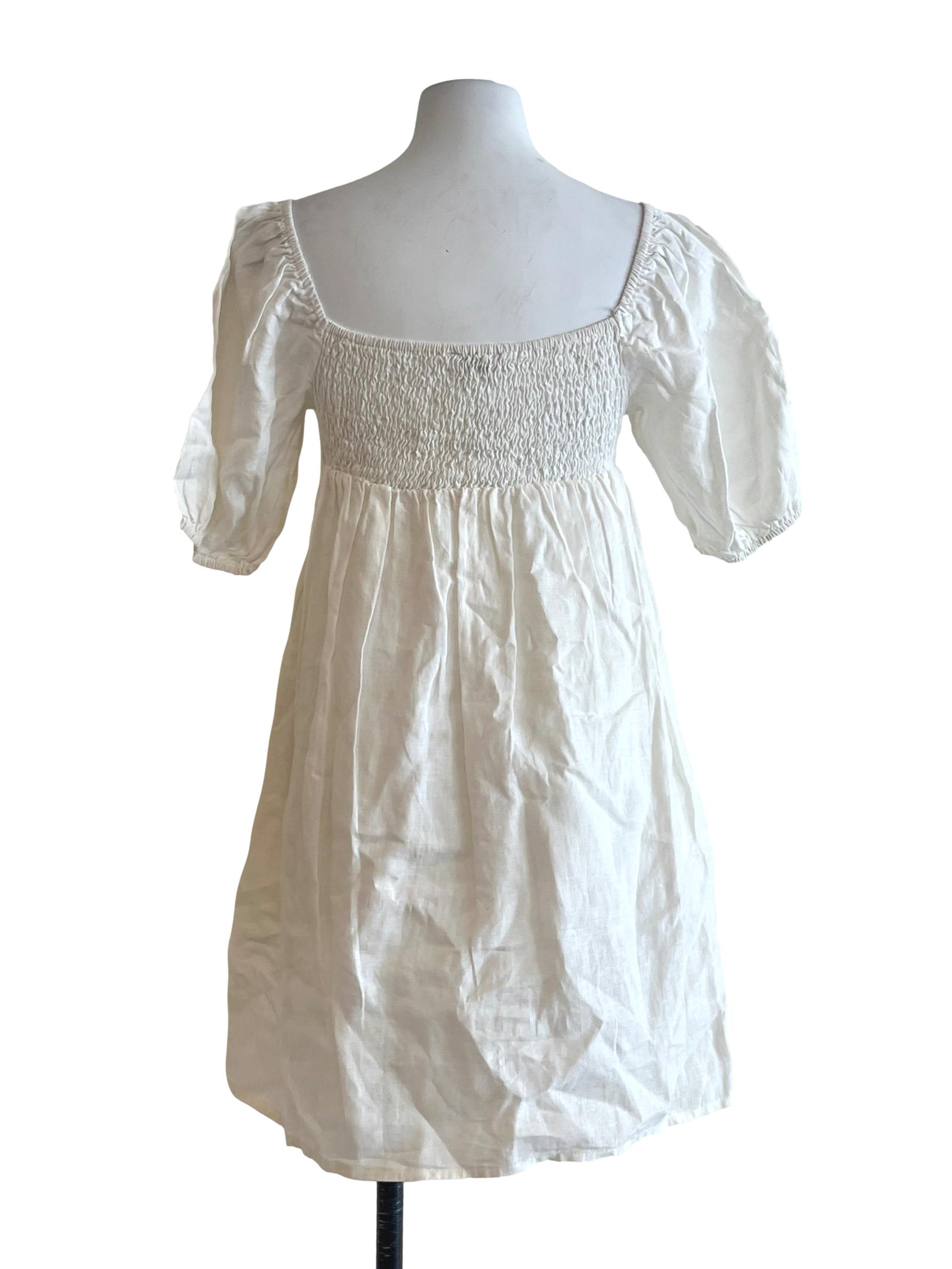 Pear White Square Puff Sleeve Dress