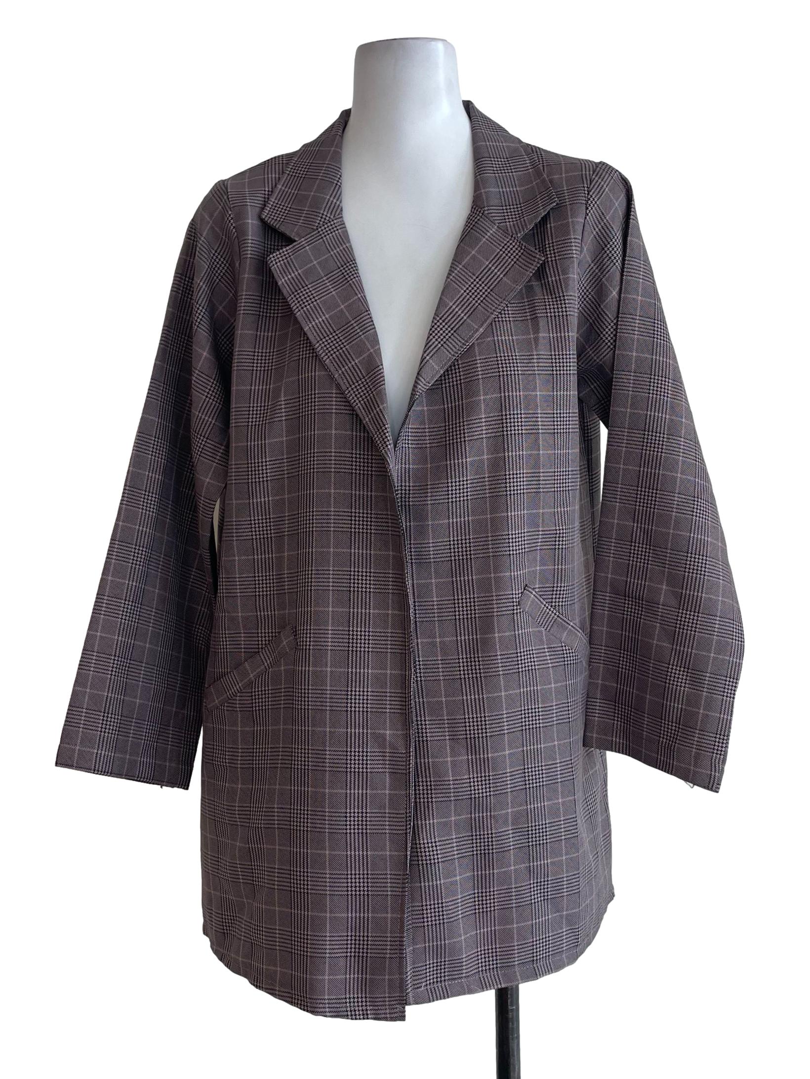 Black And Brownish Checked Blazer