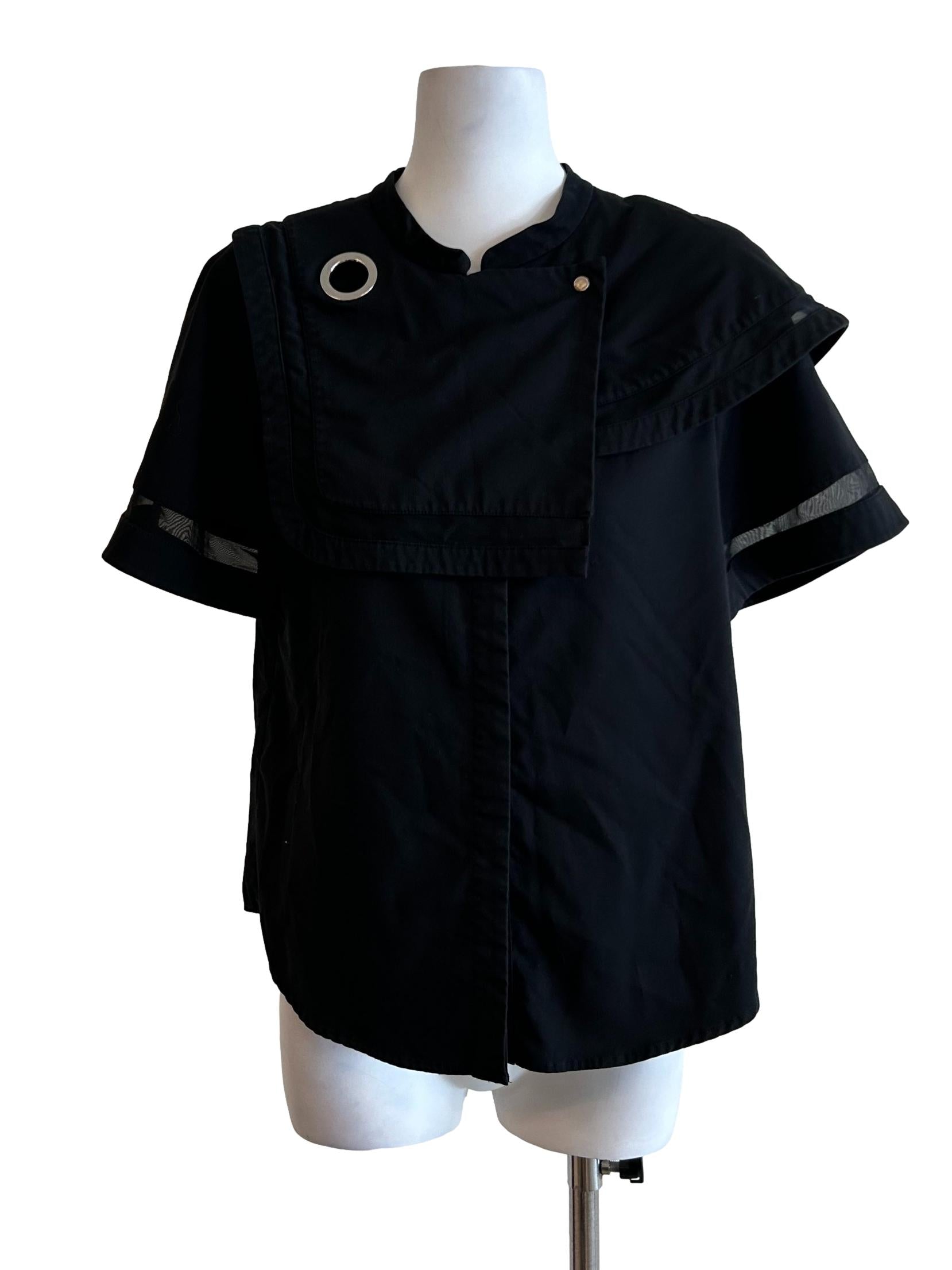 Asymmetrical Layered Trimming Shirt Black CSN