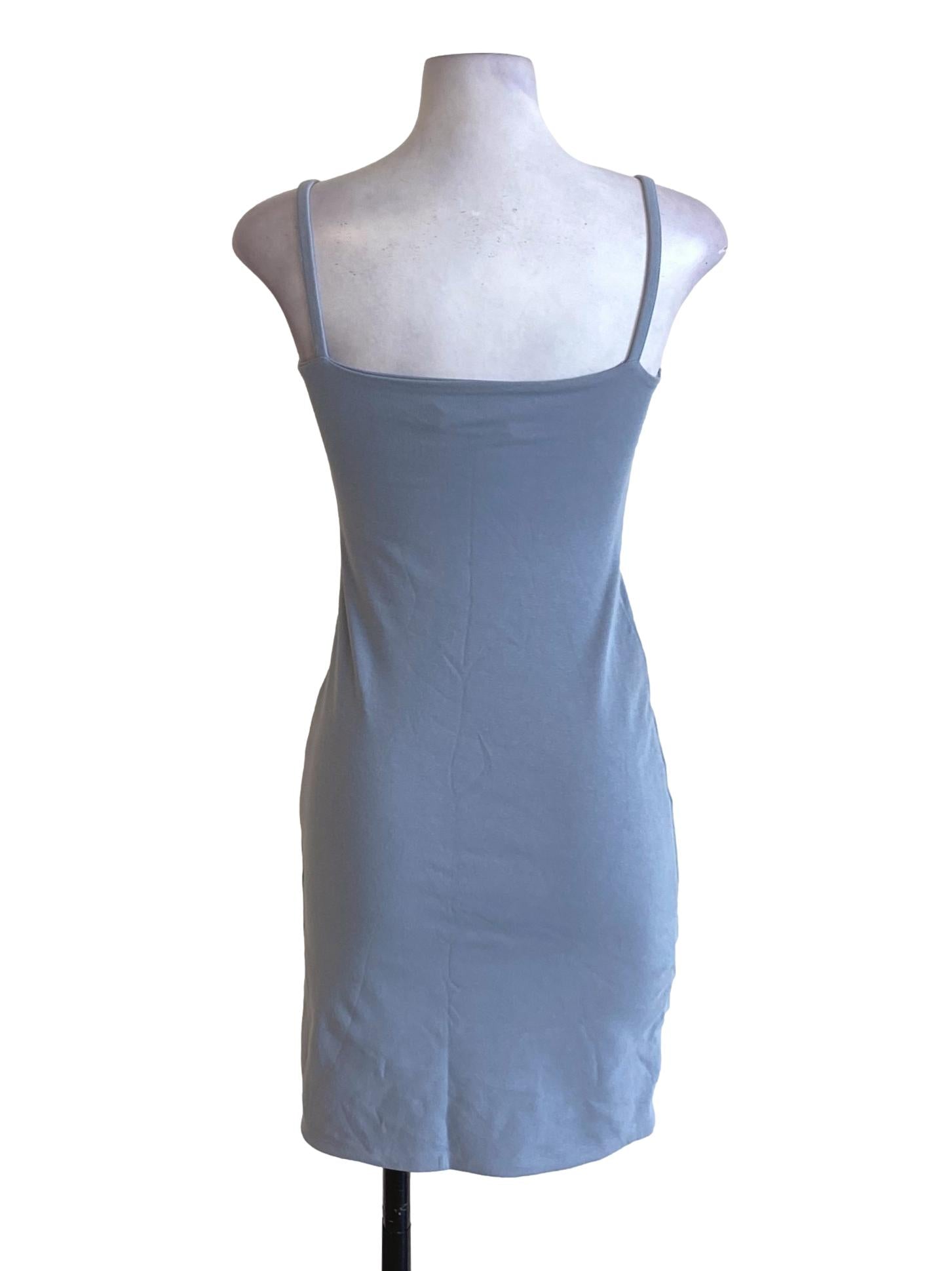 Stone Blue Square Neck Bodycon Dress YHF