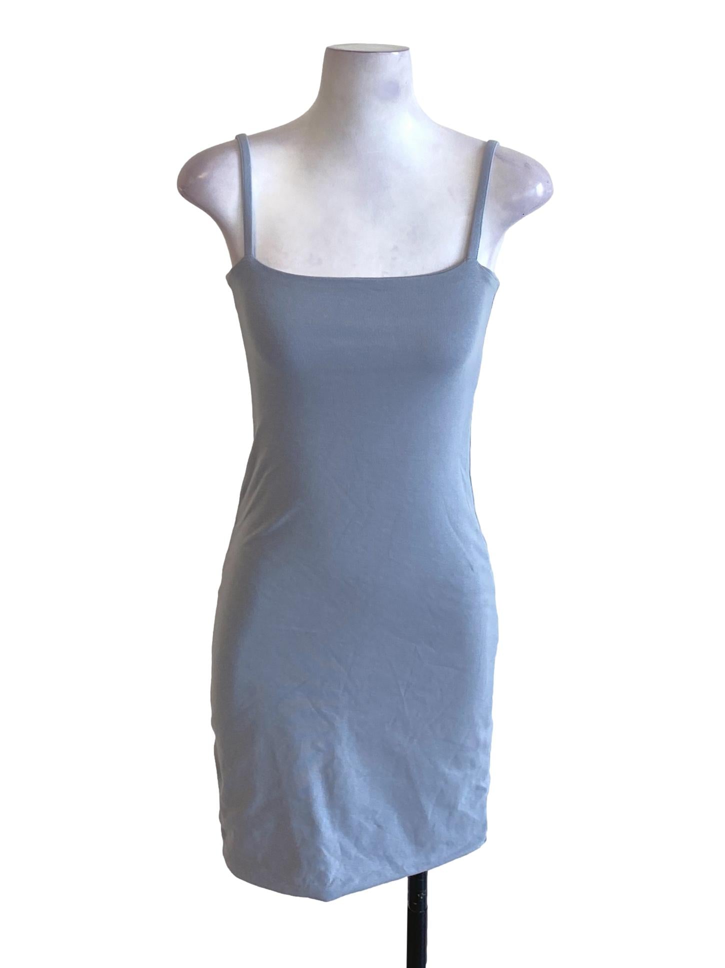 Stone Blue Square Neck Bodycon Dress YHF