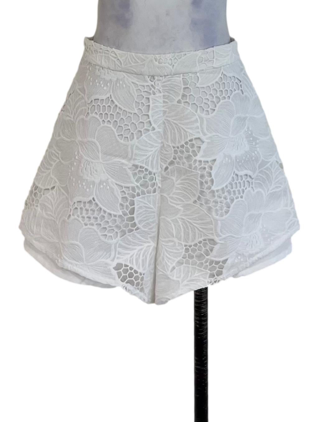 White Flower Lace Shorts