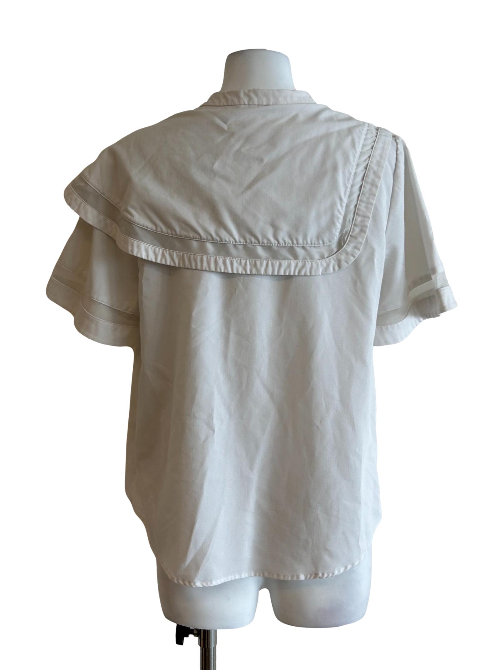 Asymmetrical Layered Trimming Shirt White CSN