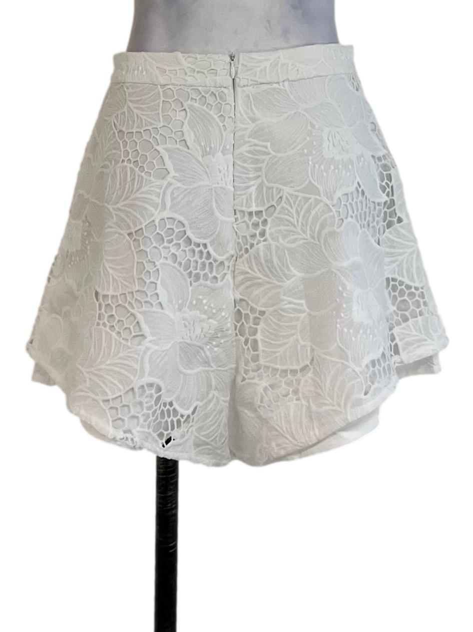 White Flower Lace Shorts