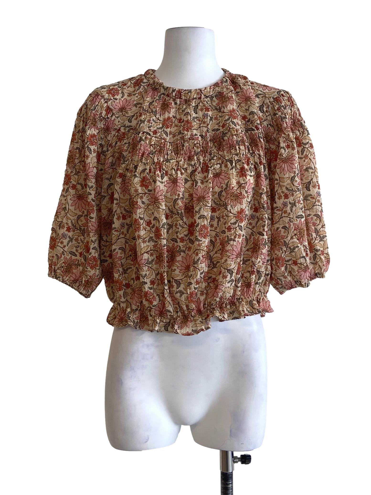Banana Yellow Floral Pegged Blouse