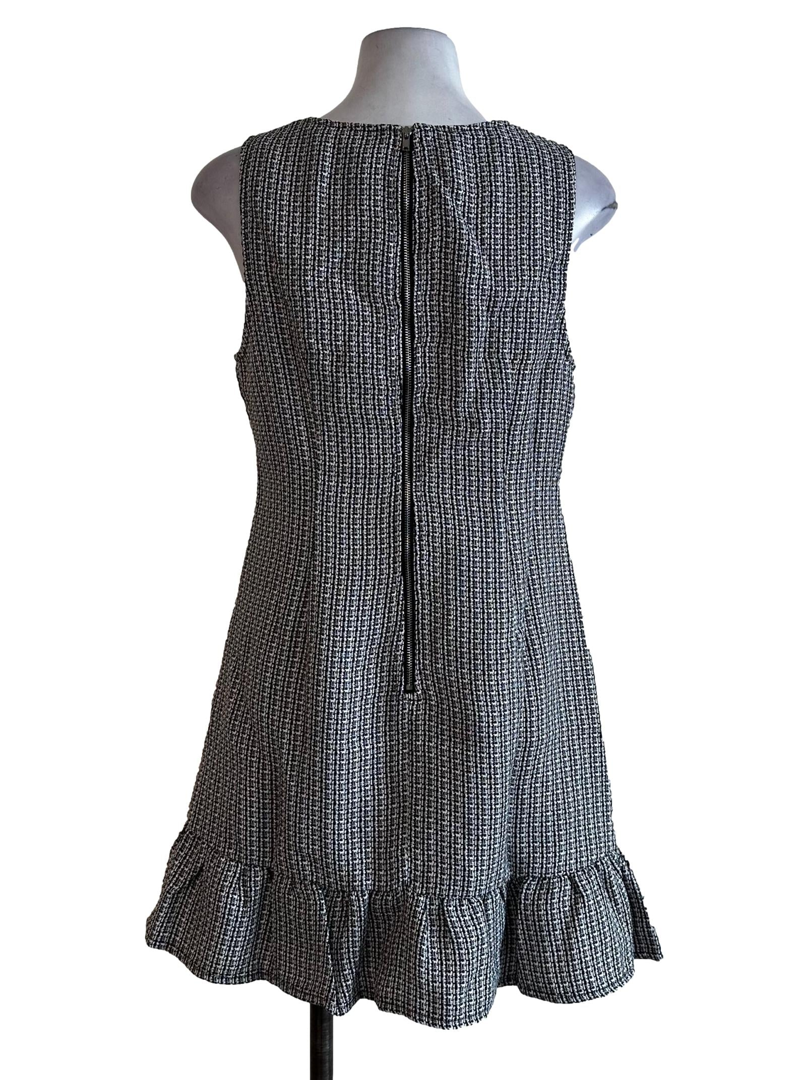 Black Textured Check Pattern Dress