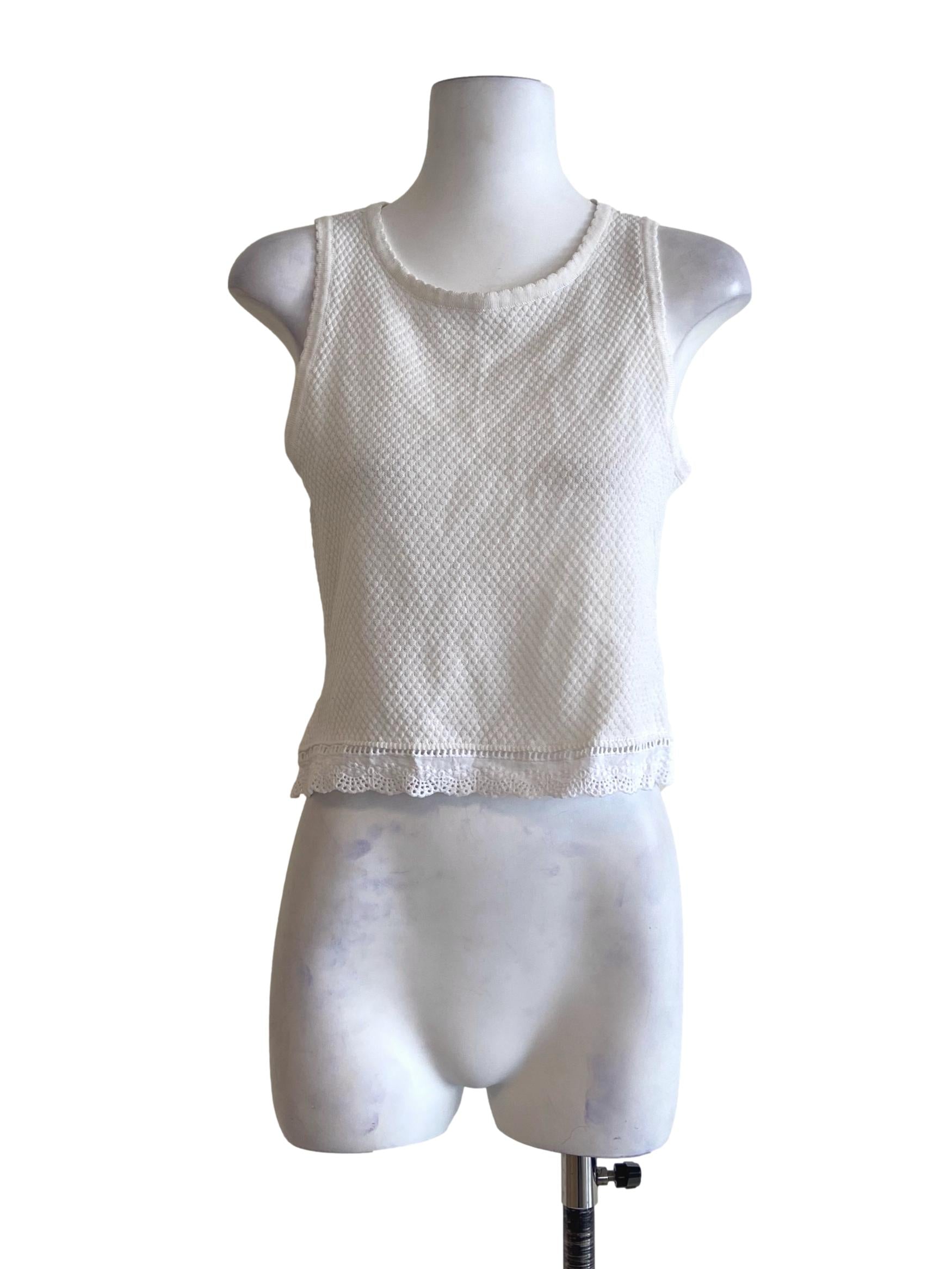 White Sleeveless Lace Top