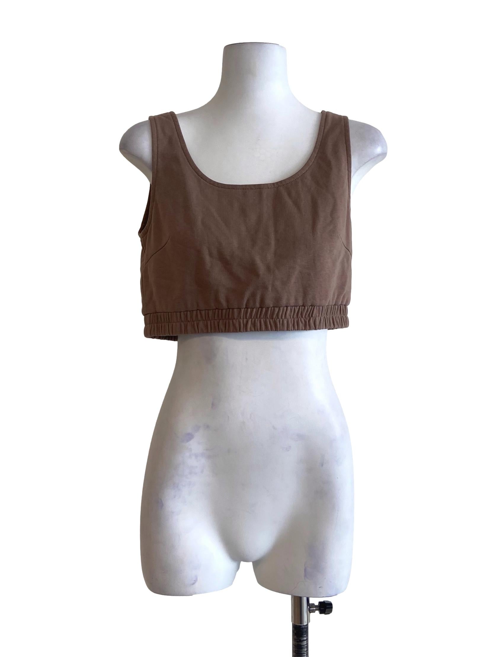 Brown Sleeveless Crop Top