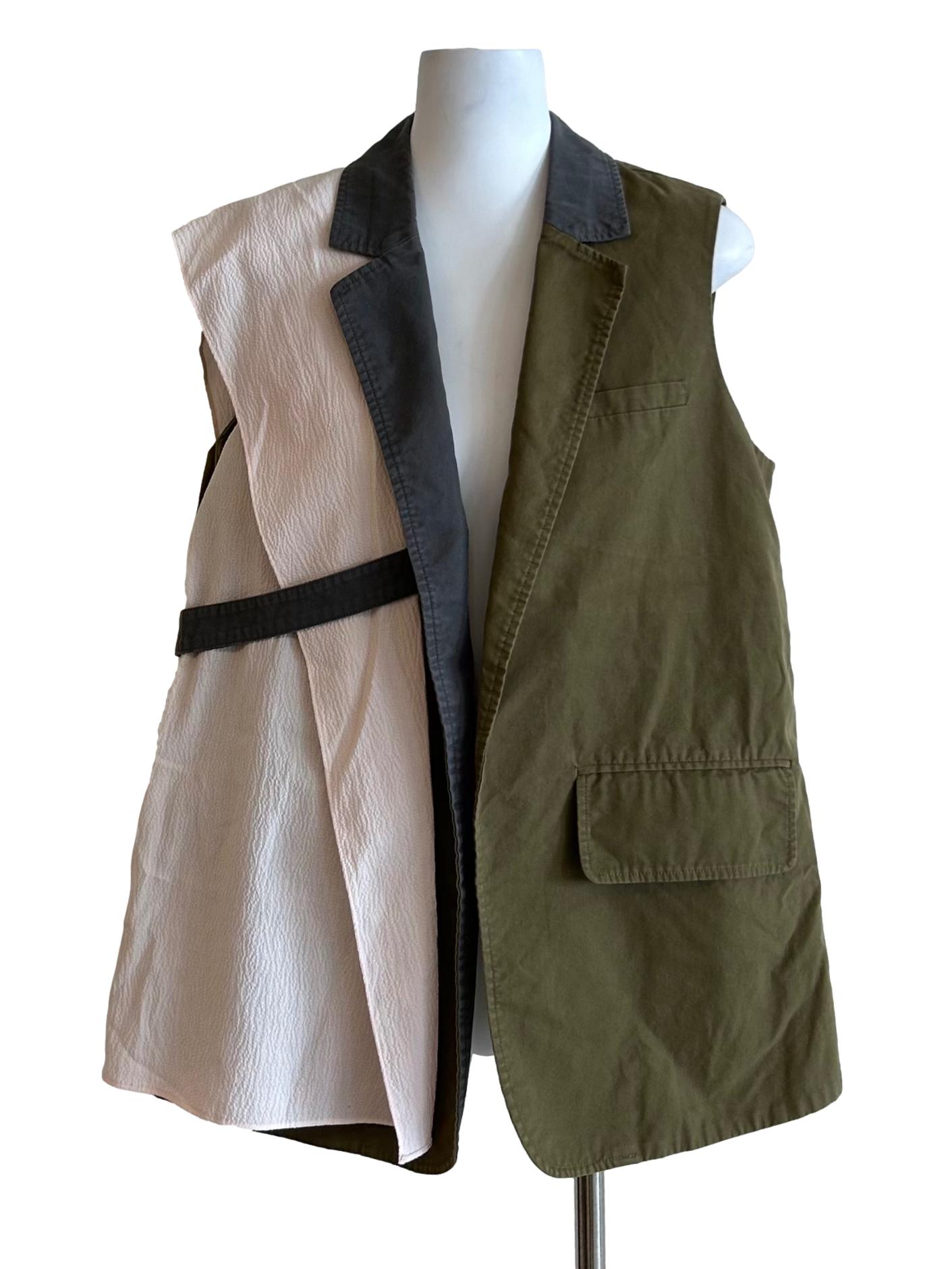 Drape Combo Gilet In Olive & Grey CSN