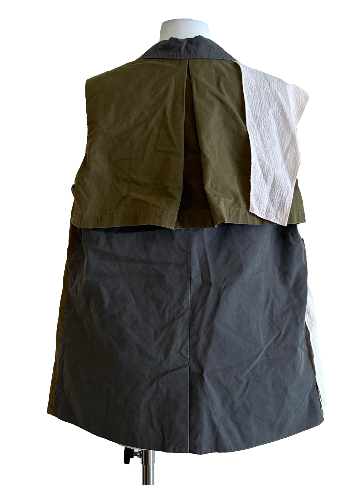 Drape Combo Gilet In Olive & Grey CSN