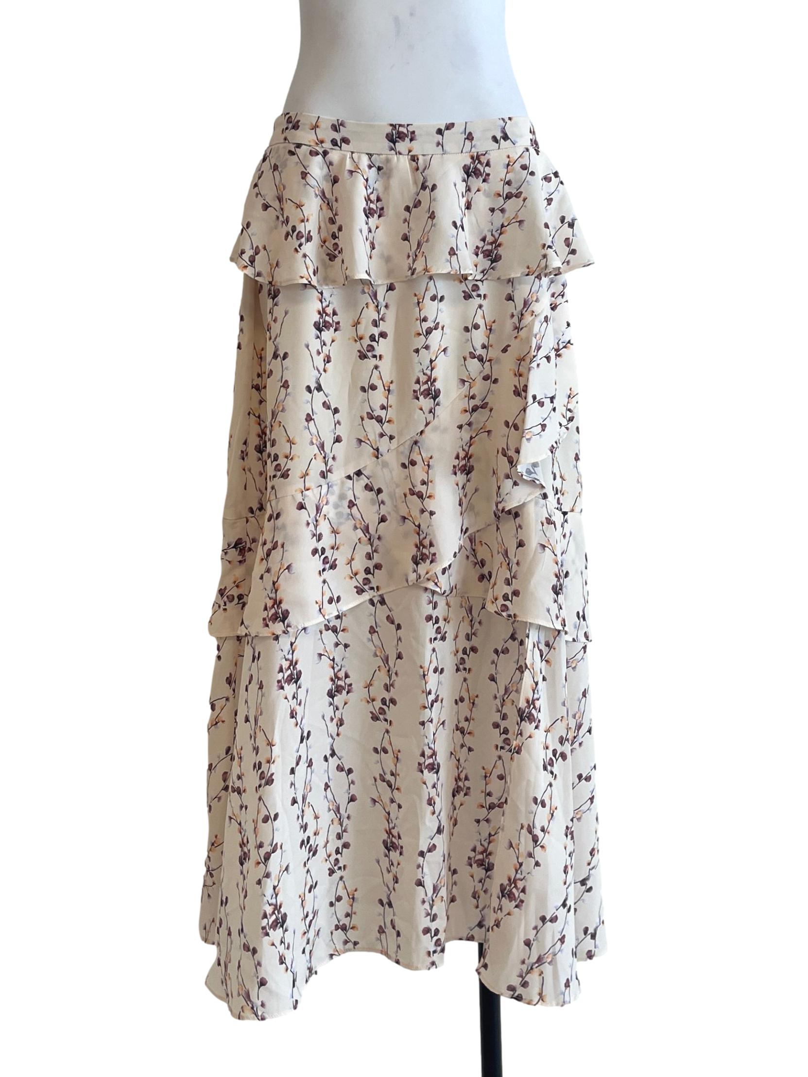 Eggshell White Floral Skirt