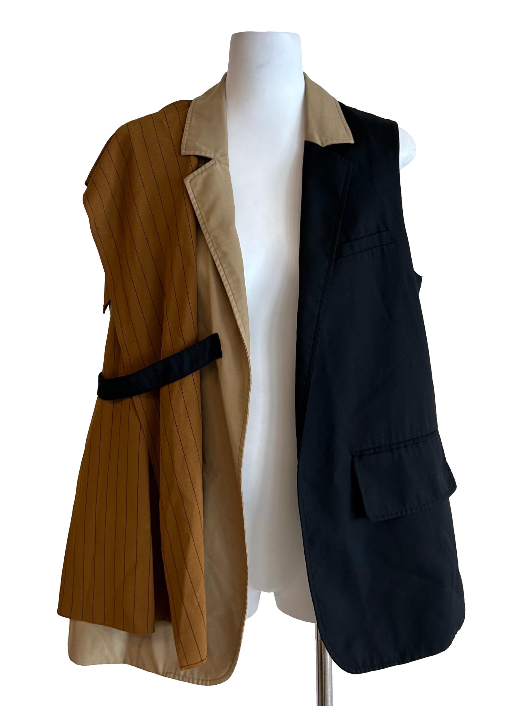 Drape Combo Gillet In Khaki & Black CSN